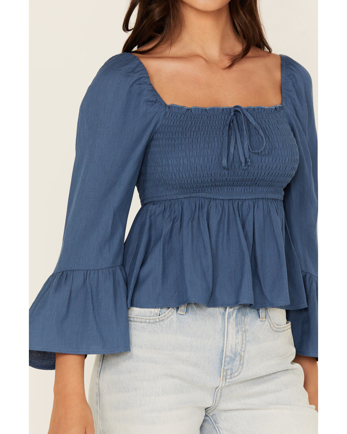 Ash & Violet Women's Smocked Front Bell Sleeve Top