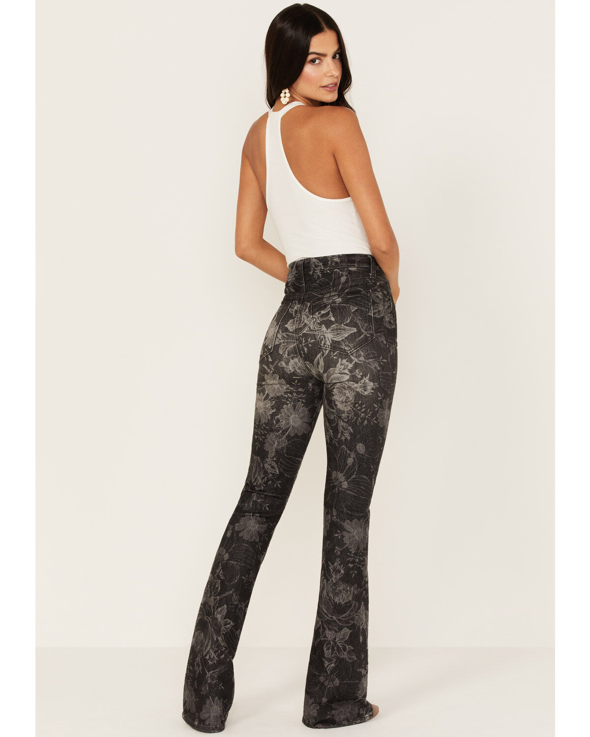 7 For All Mankind Women's Floral Print High Rise Slim Stretch Bootcut Jeans