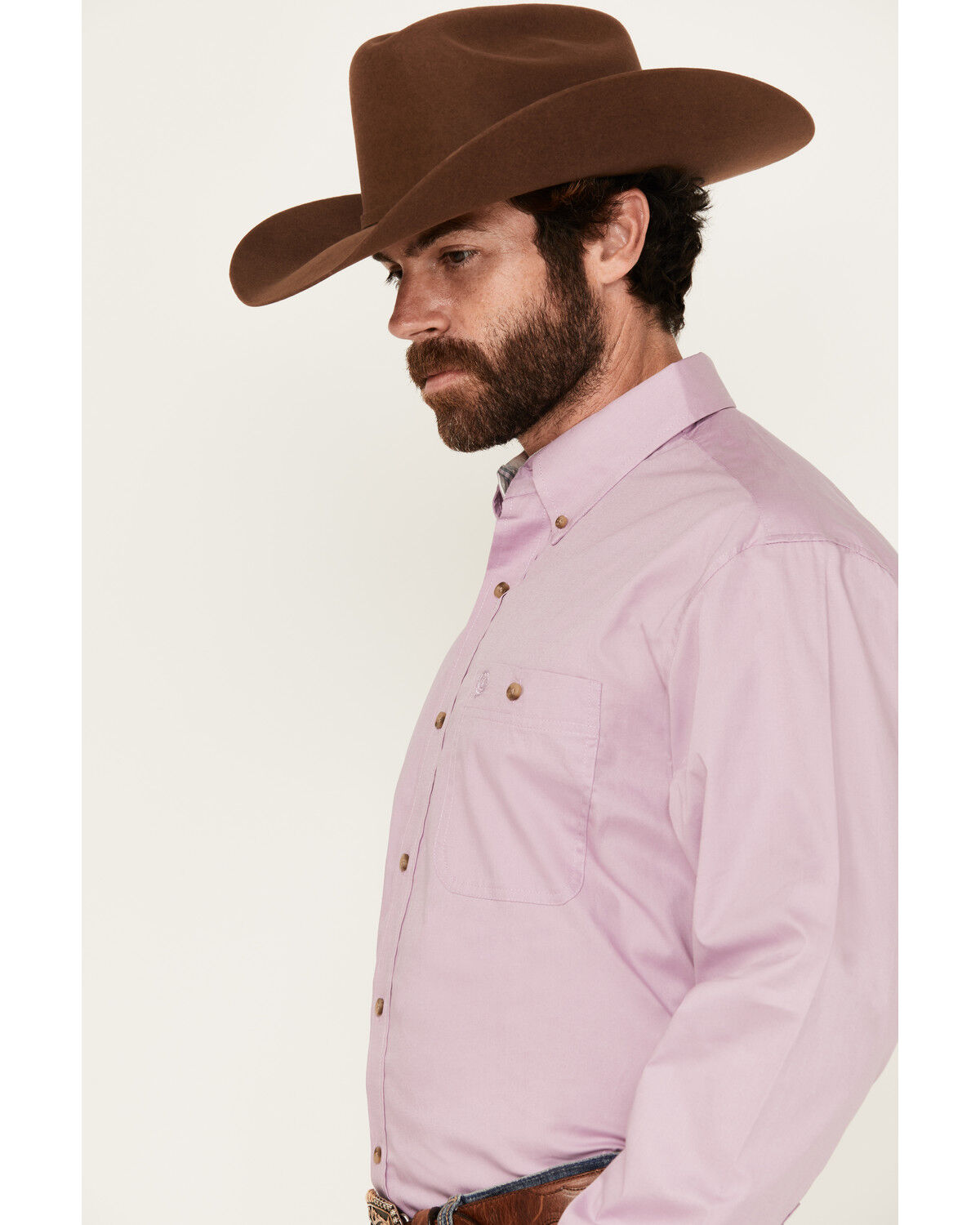 George Strait by Wrangler Men's Solid Long Sleeve Button-Down Stretch Western Shirt