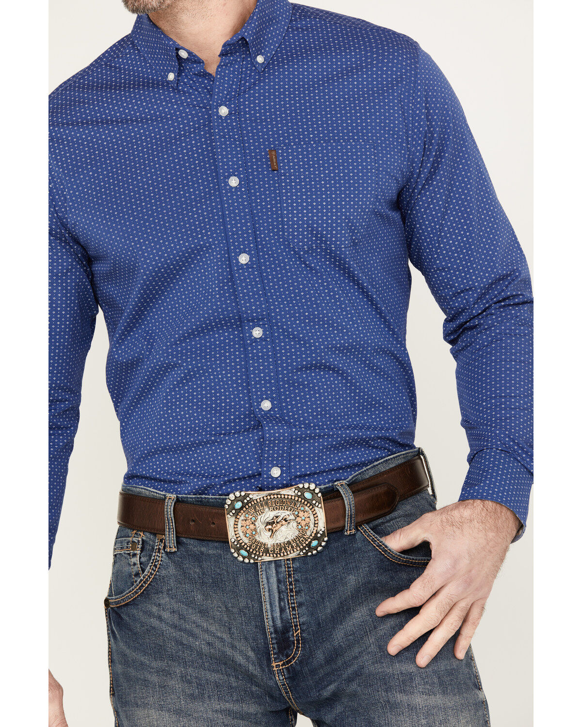 Ariat Men's Ditsy Stretch Modern Fit Button-Down Long Sleeve Western Shirt