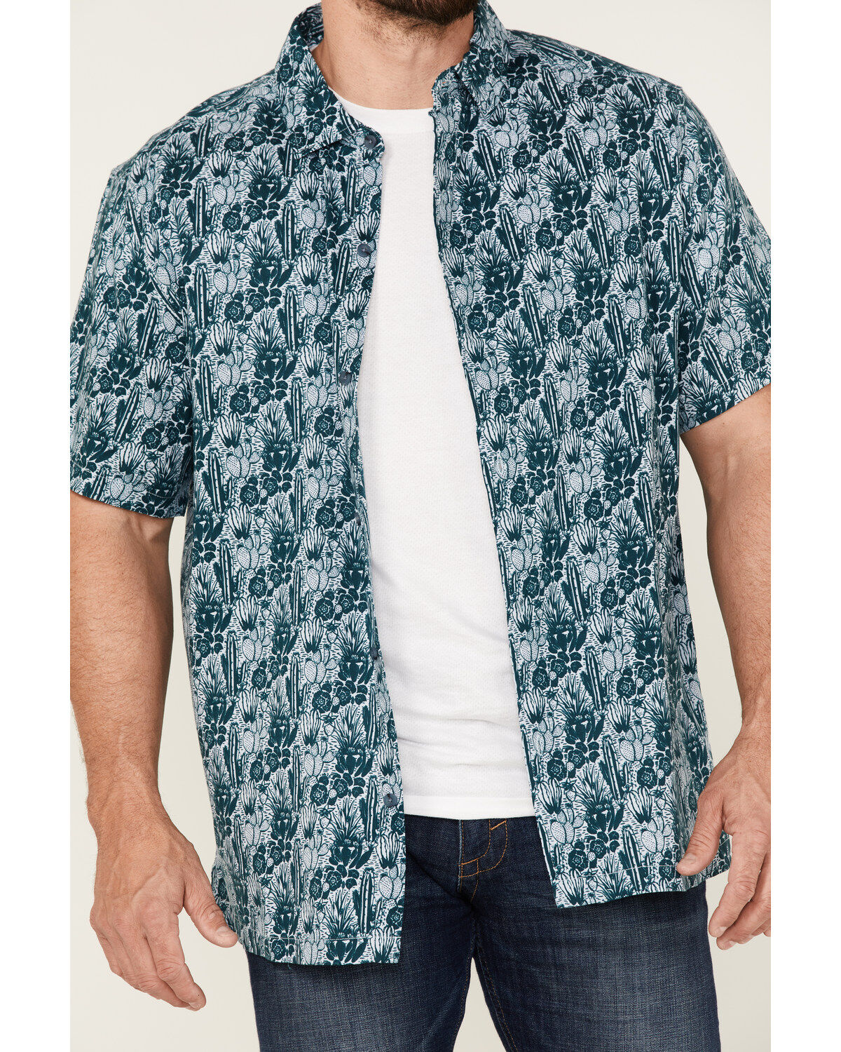 Gibson Men's Saguro Floral Print Short Sleeve Button Down Western Shirt