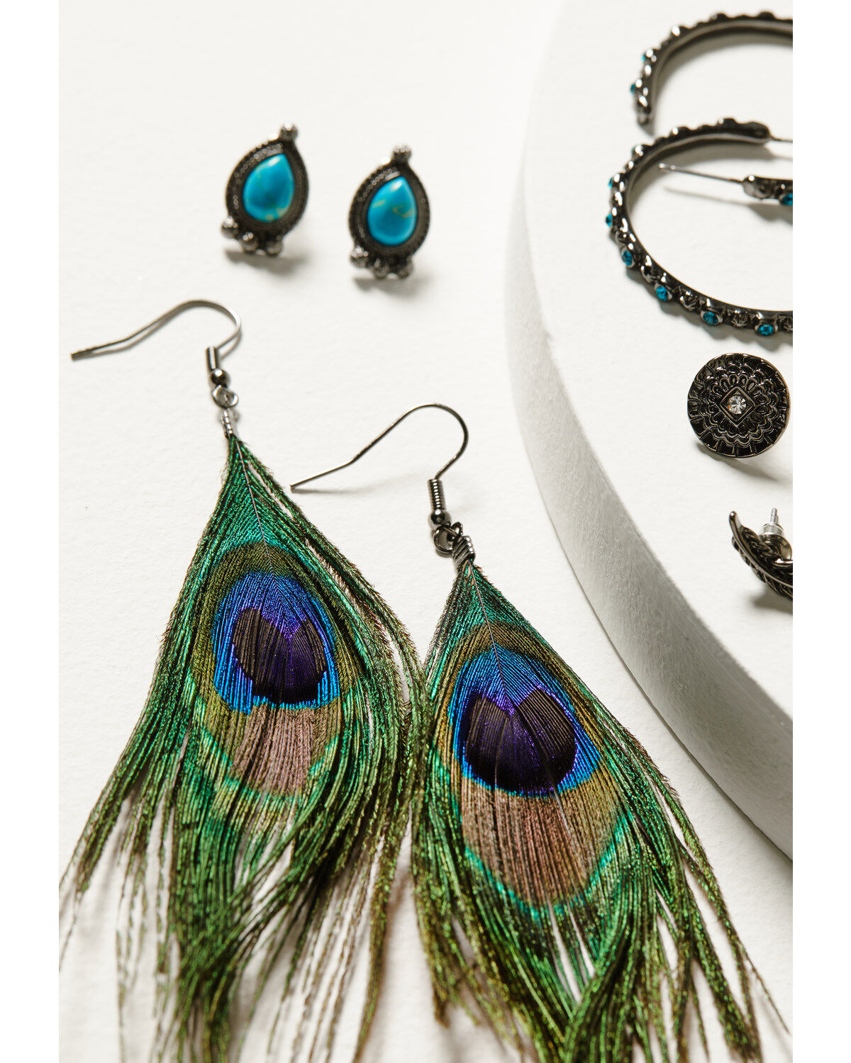 Shyanne Women's Enchanted Forest 6-Piece Peacock Feather Earrings Set