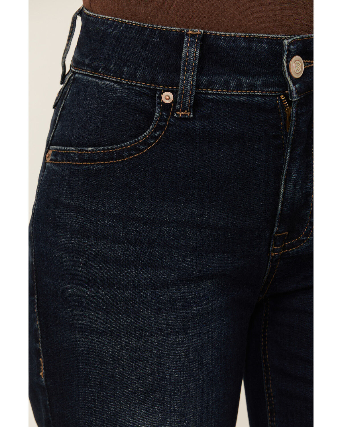 Rock & Roll Denim Women's Dark Wash High Rise Welt Pocket Trouser Stretch Denim Jeans