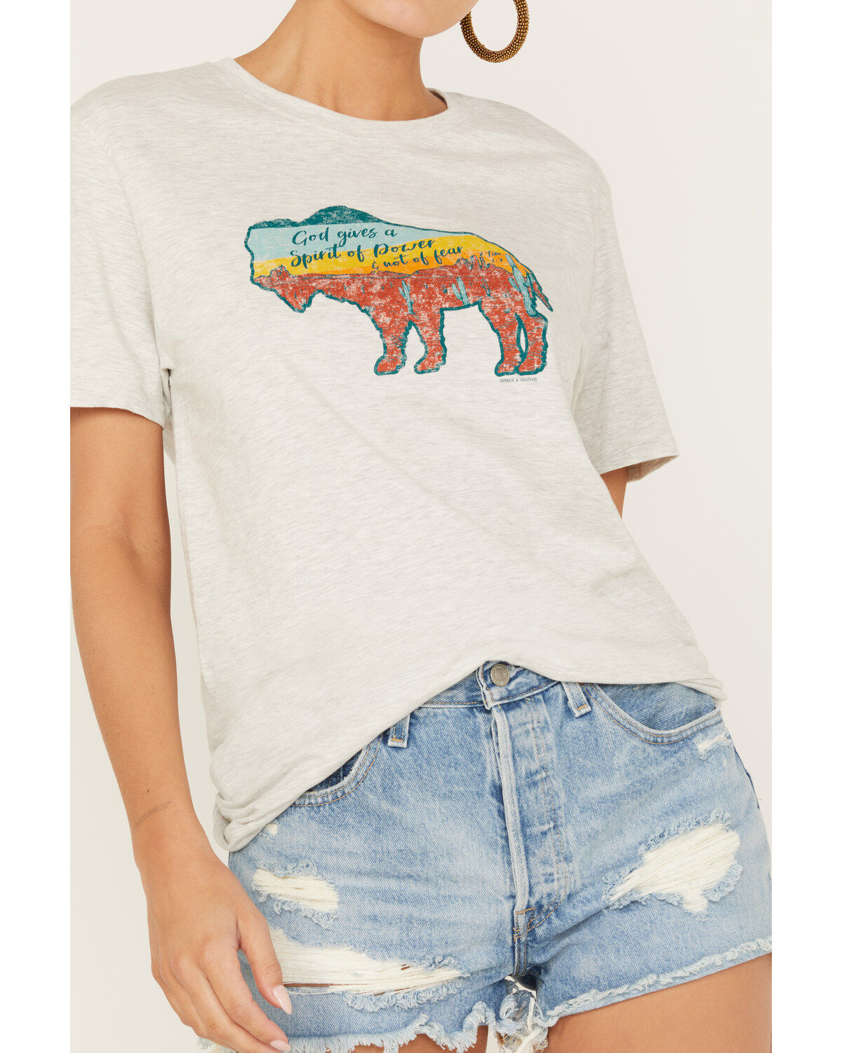 Kerusso Women's Bison Short Sleeve Graphic Tee