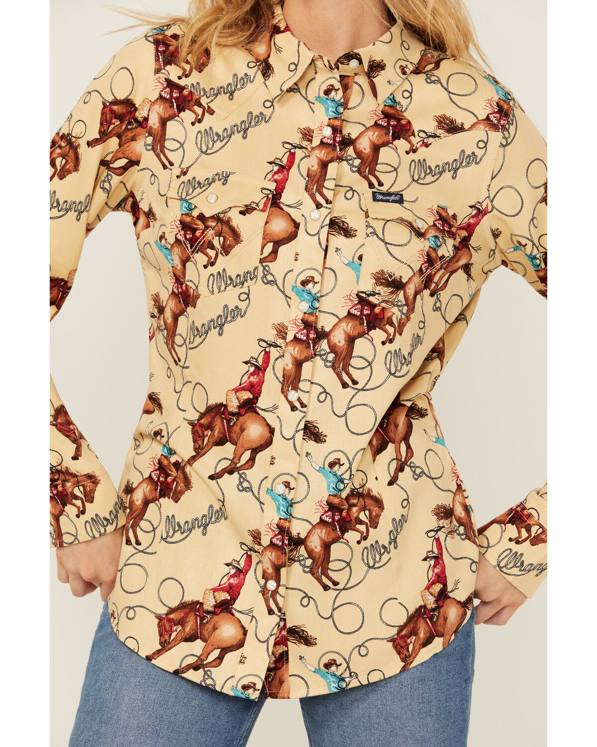 Wrangler Retro Women's Conversation Print Long Sleeve Snap Western Shirt