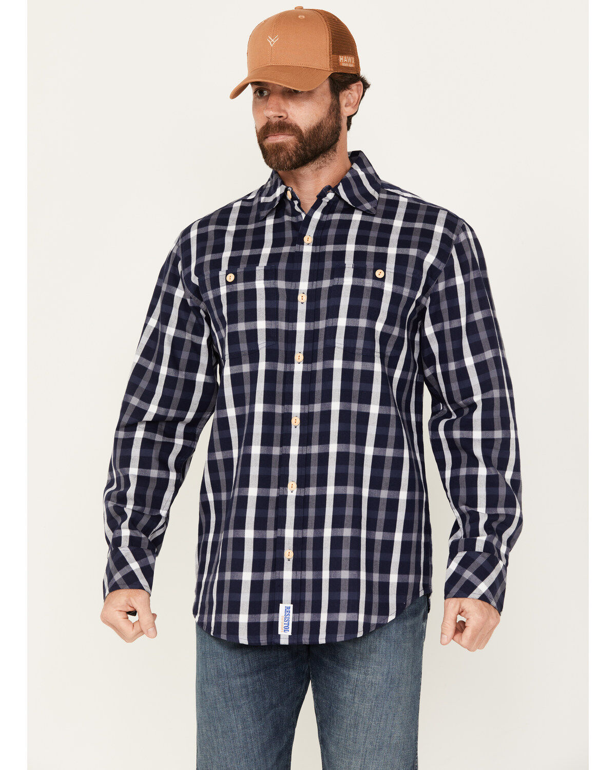 Resistol Men's Glacier Plaid Long Sleeve Button Down Shirt