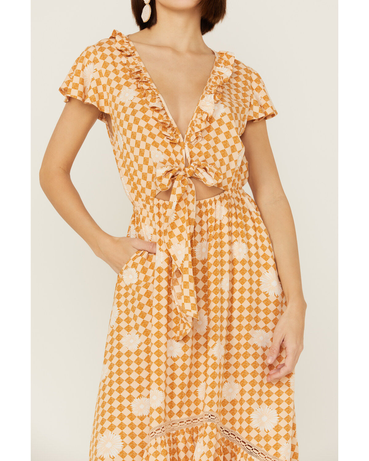 Beyond The Radar Women's Floral Gingham Picnic Midi Dress