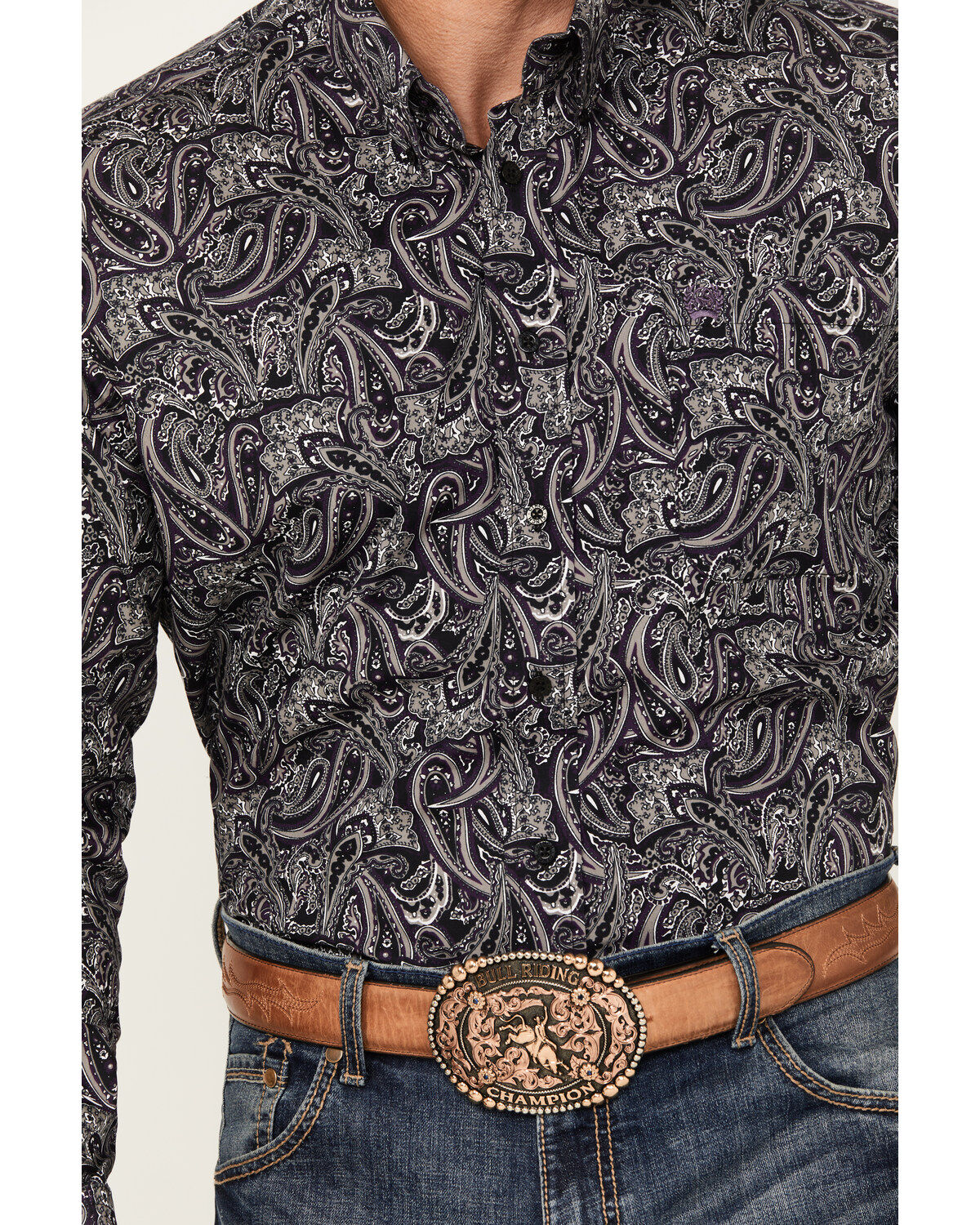 Cinch Men's Paisley Print Long Sleeve Button-Down Western Shirt