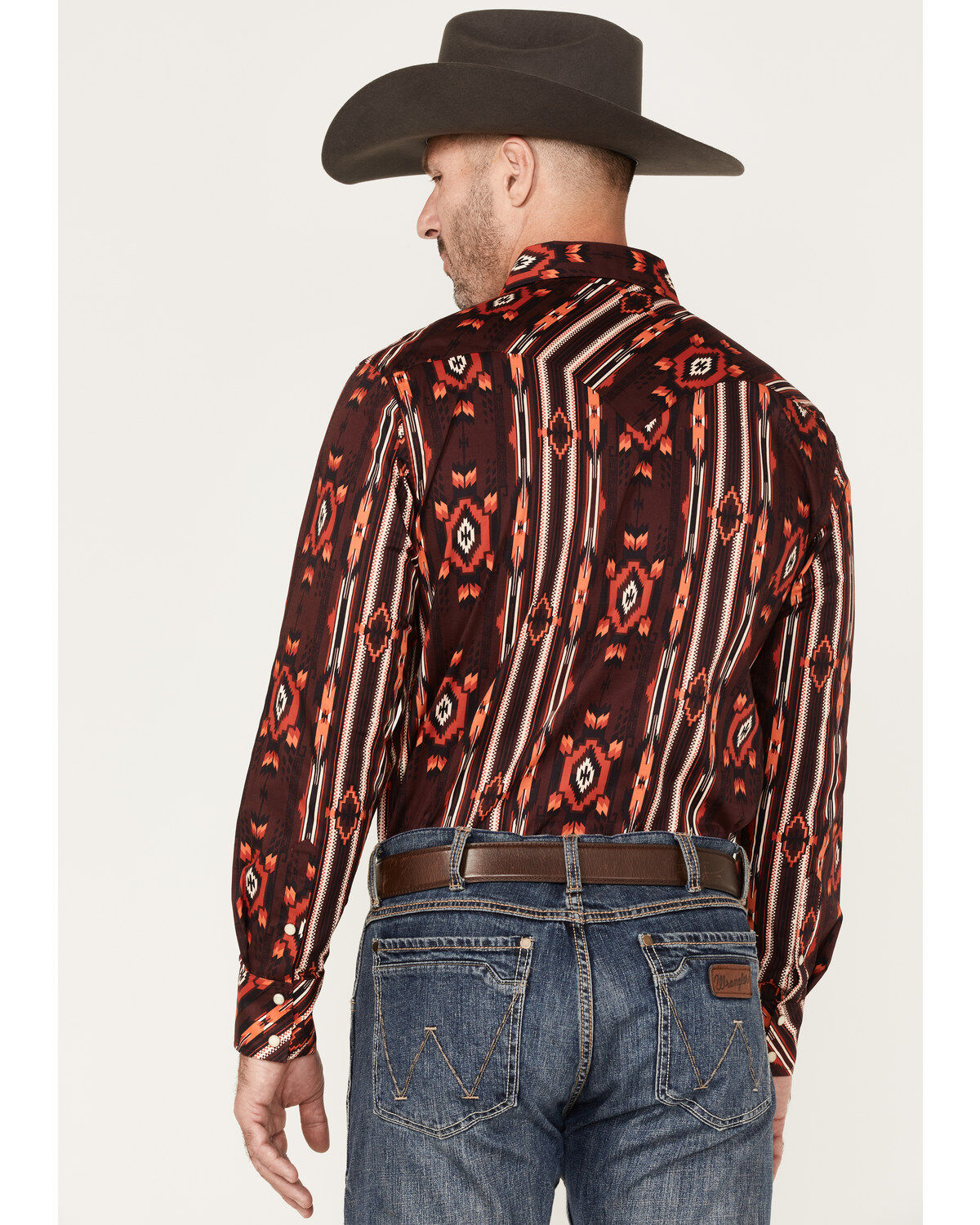 Rock & Roll Denim Men's Southwestern Stripe Stretch Long Sleeve Pearl Snap Shirt