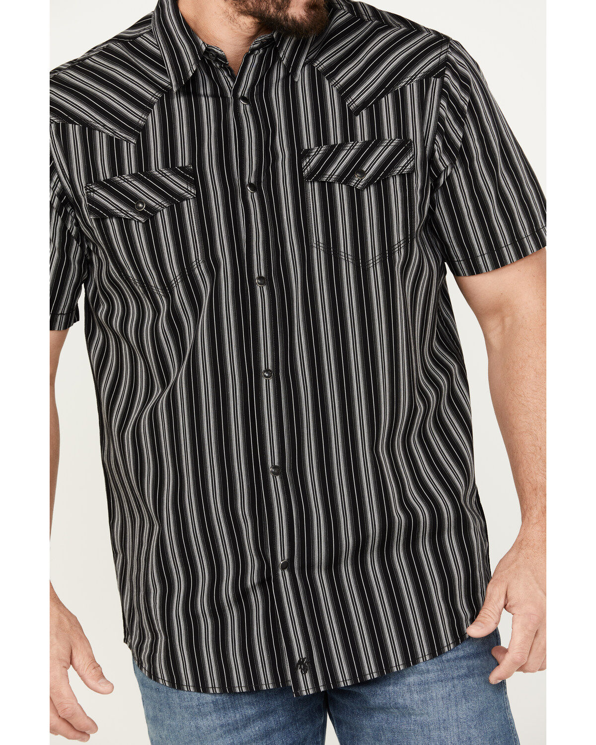 Moonshine Spirit Men's Capone Striped Short Sleeve Western Snap Shirt