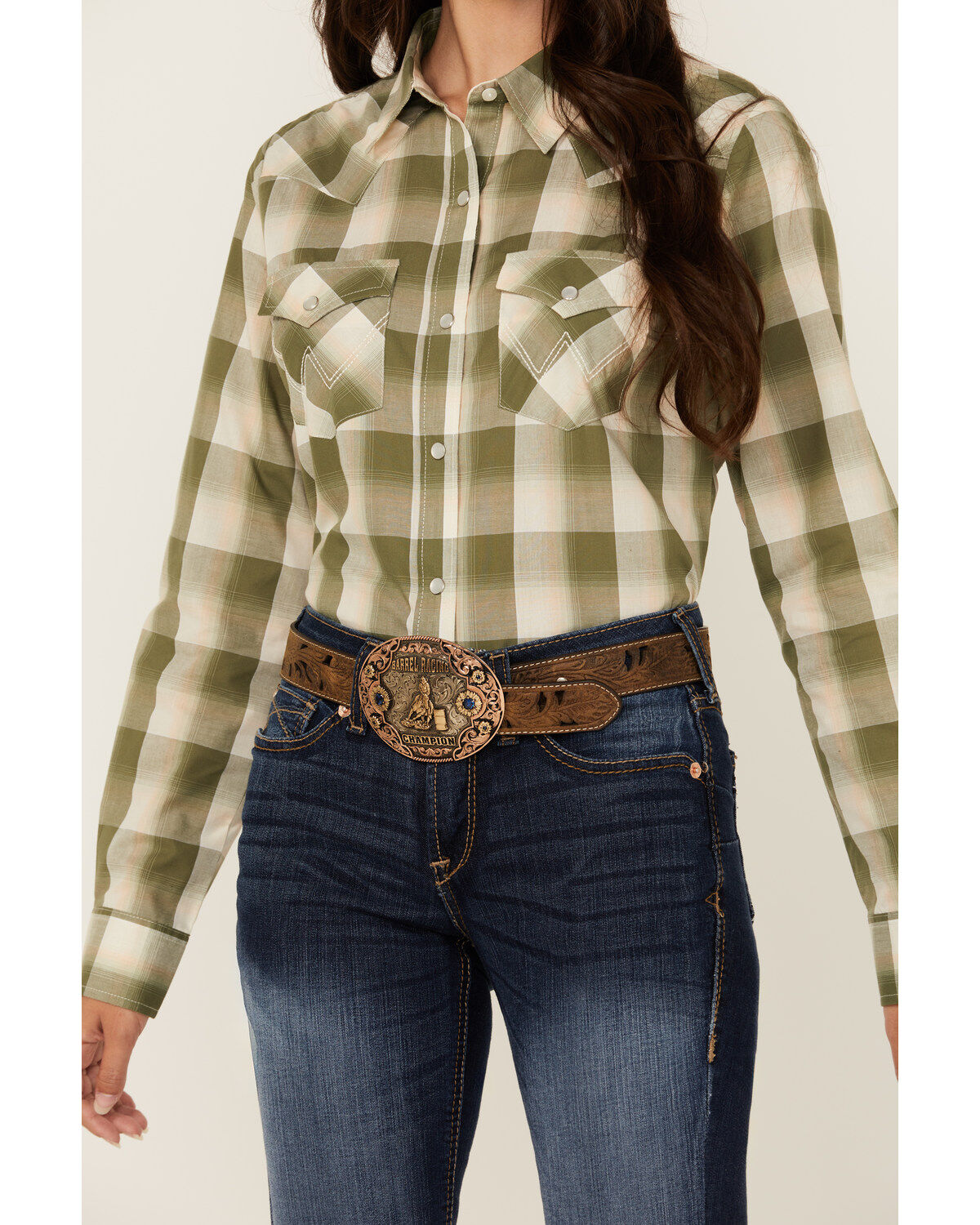 Wrangler Retro Women's Plaid Print Long Sleeve Pearl Snap Western Shirt