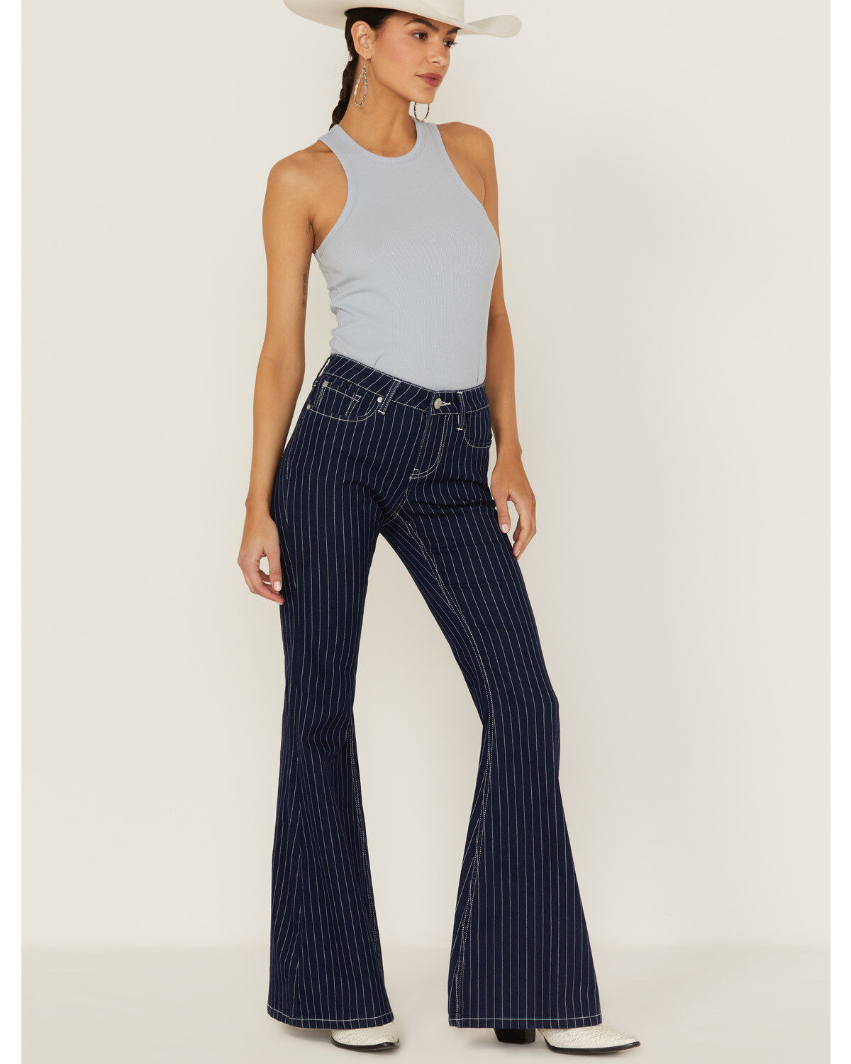 Shyanne Women's Mr. Flare Retro Stripe Flare Jeans