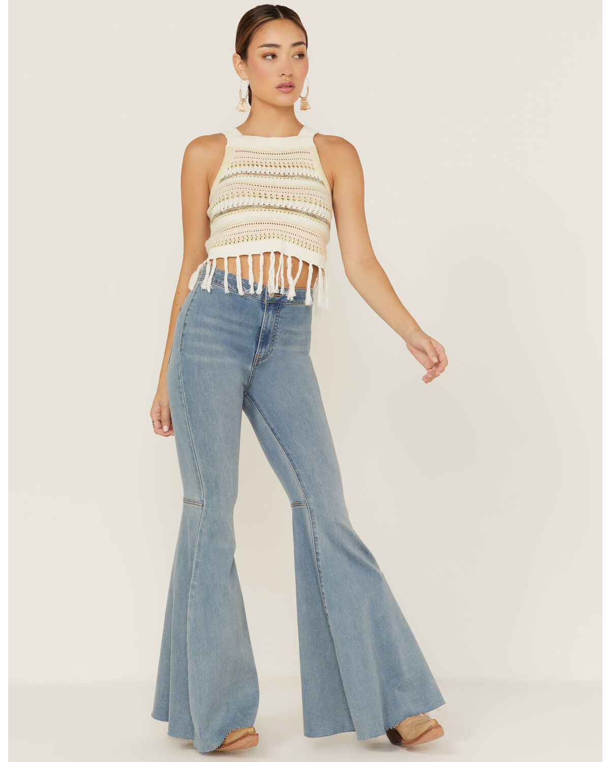 Shyanne Women's Sleeveless Pointelle Melange Knit Sweater