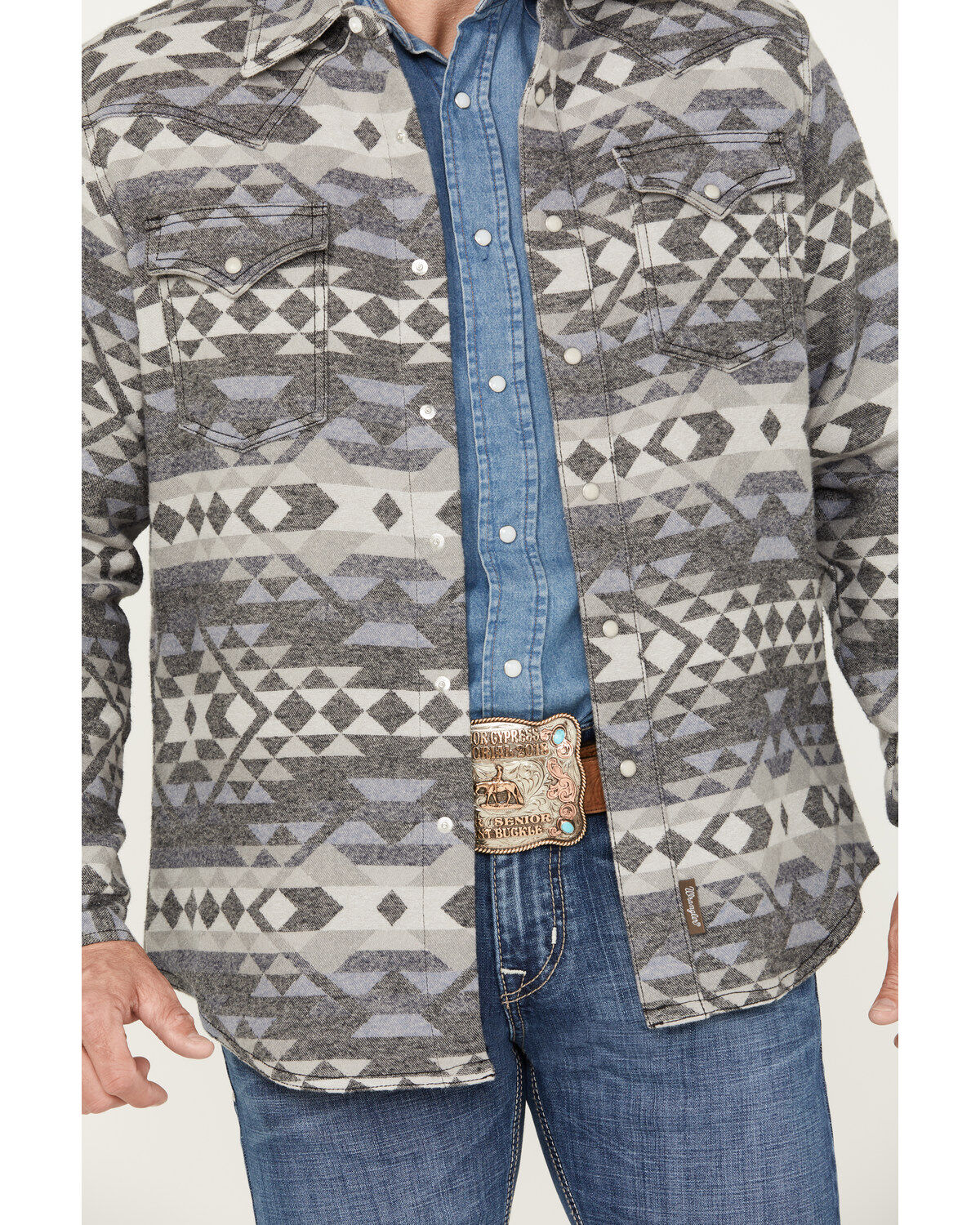 Wrangler Retro Men's Premium Southwestern Print Long Sleeve Snap Western Shirt