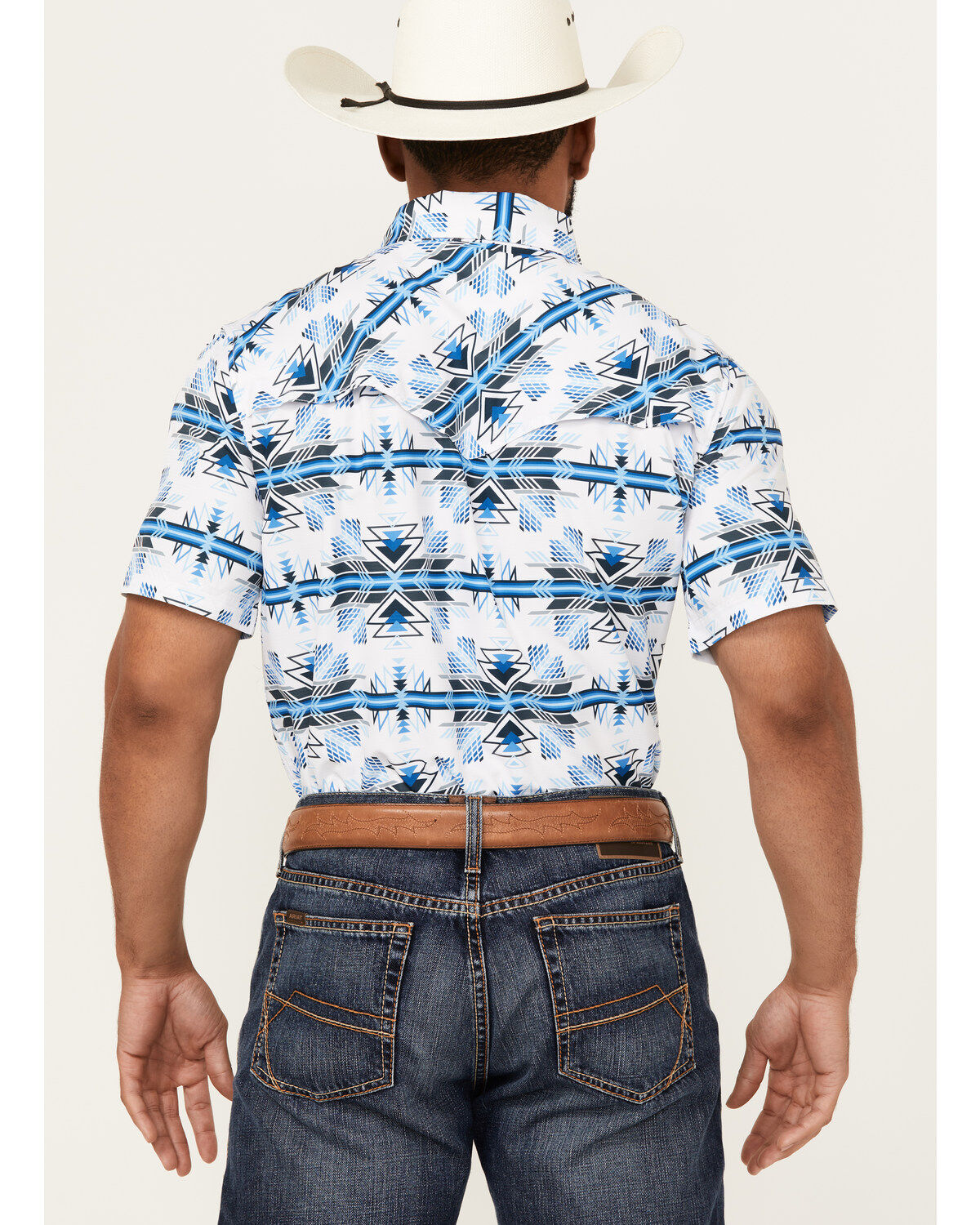 Rock & Roll Denim Men's Tek Southwestern Print Short Sleeve Snap Western Shirt