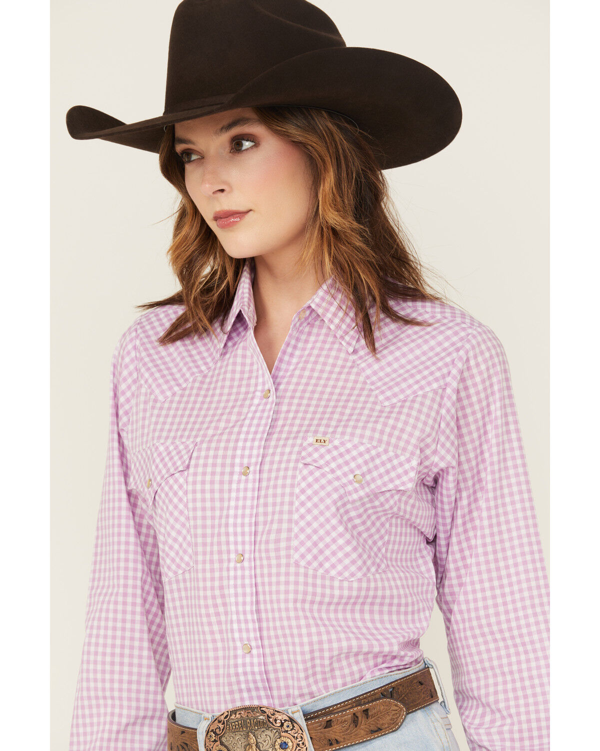 Cowboygirl by Jenna Paulette Women's Gingham Print Long Sleeve Pearl Snap Western Shirt