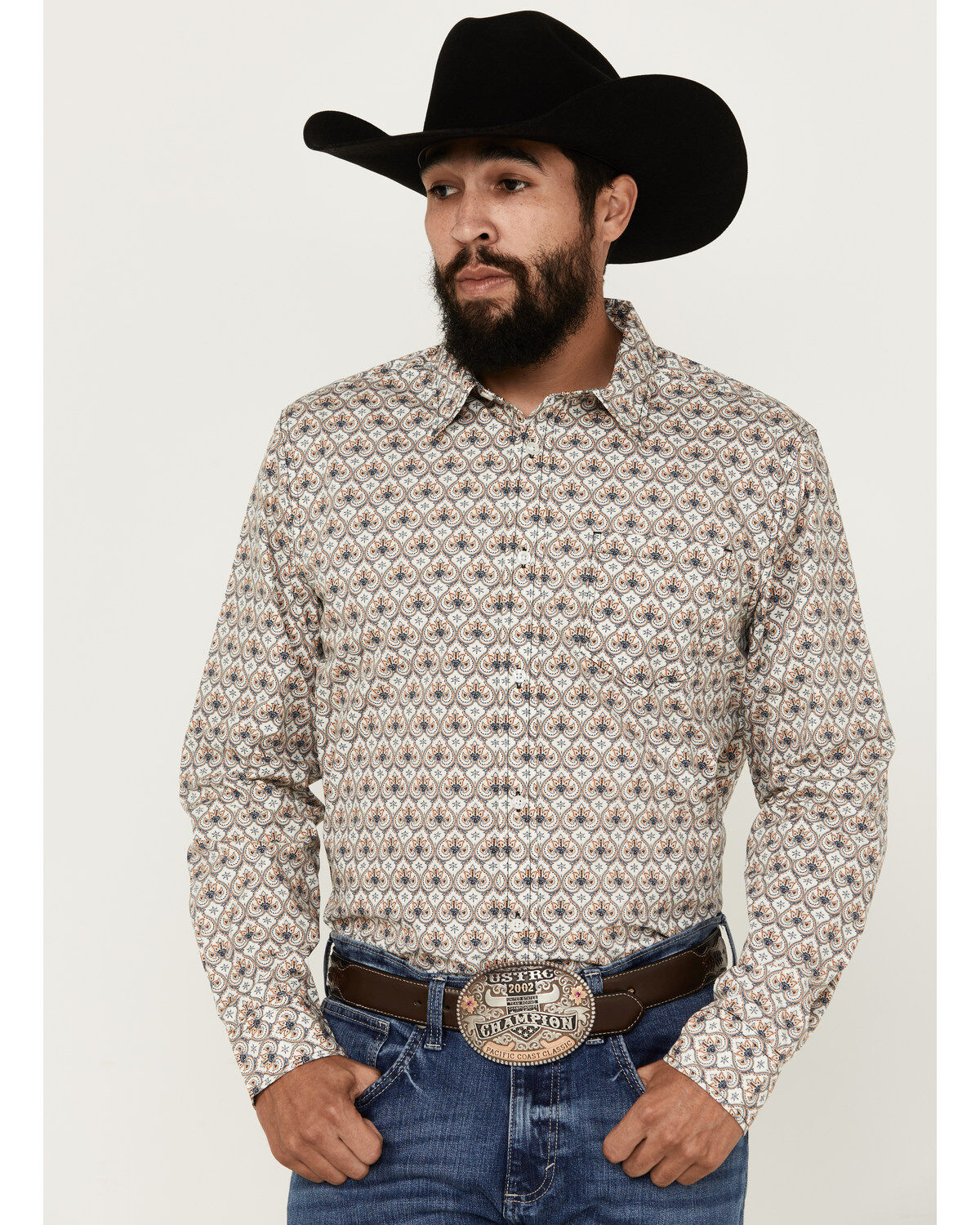 Gibson Trading Co Men's Groove Medallion Print Long Sleeve Button-Down Western Shirt
