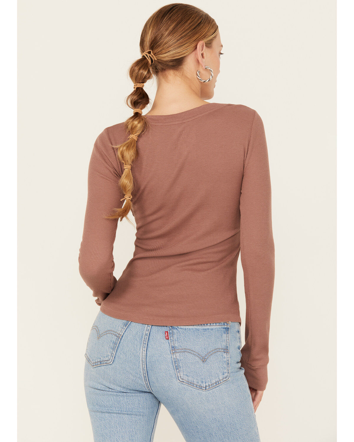 Cleo + Wolf Women's Rust Belt Long Sleeve Henley Shirt
