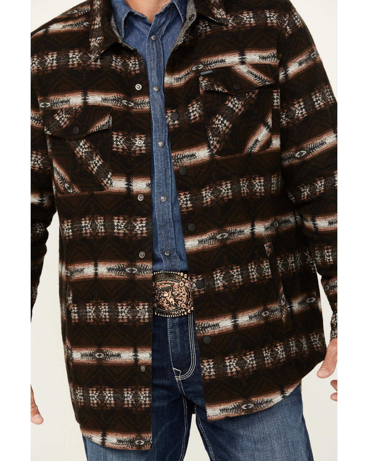 Rock & Denim Men's Southwestern Print Jacquard Shacket