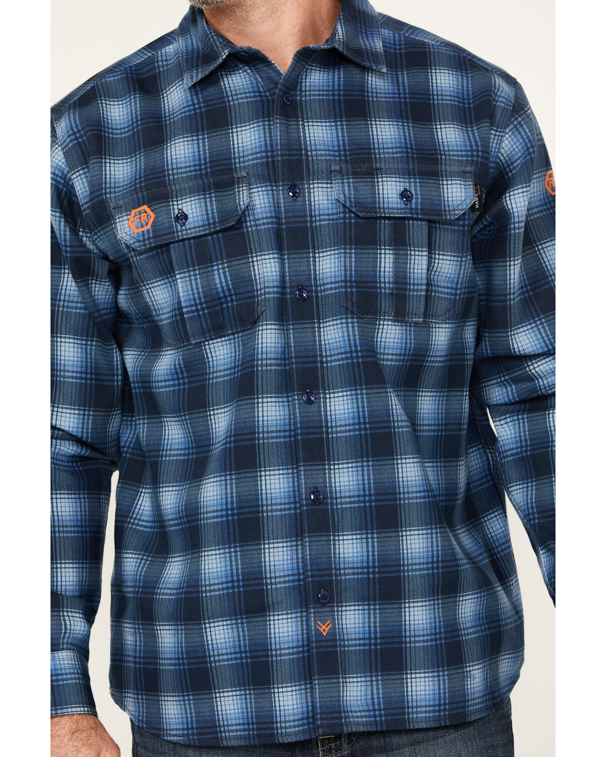 Hawx Men's FR Plaid Print Long Sleeve Button-Down Western Work Shirt