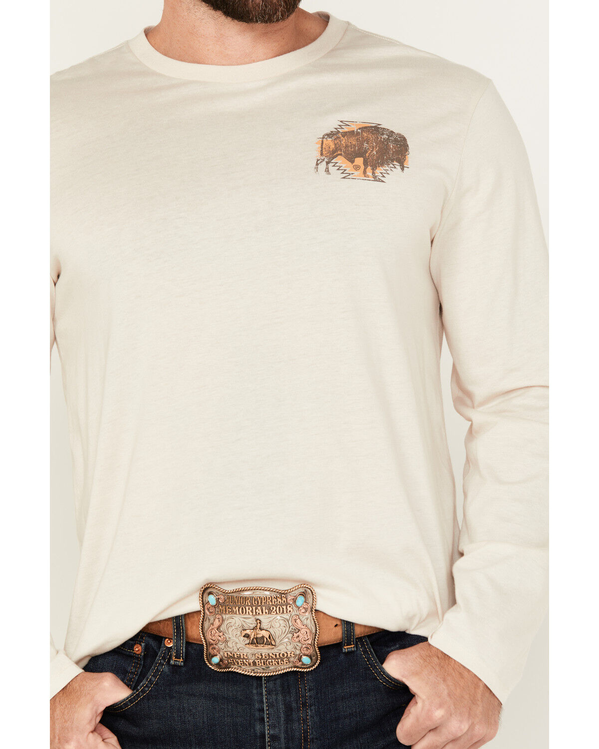 Rock & Roll Denim Men's Buffalo Long Sleeve Graphic T-Shirt