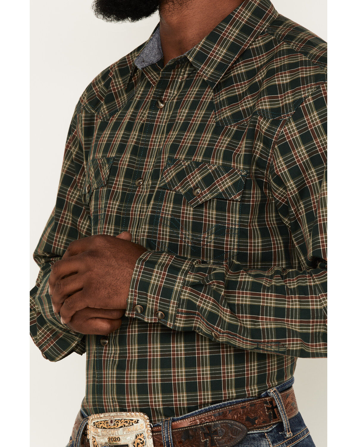 Cody James Men's Douglas Fir Plaid Print Long Sleeve Snap Western Shirt