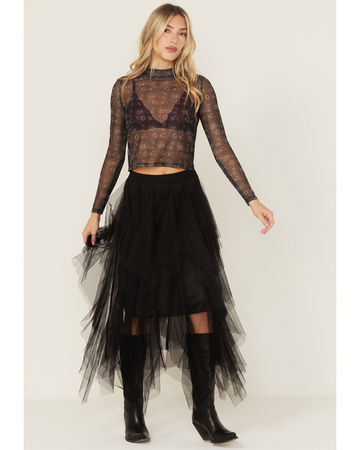 Easel Women's Tulle Midi Skirt