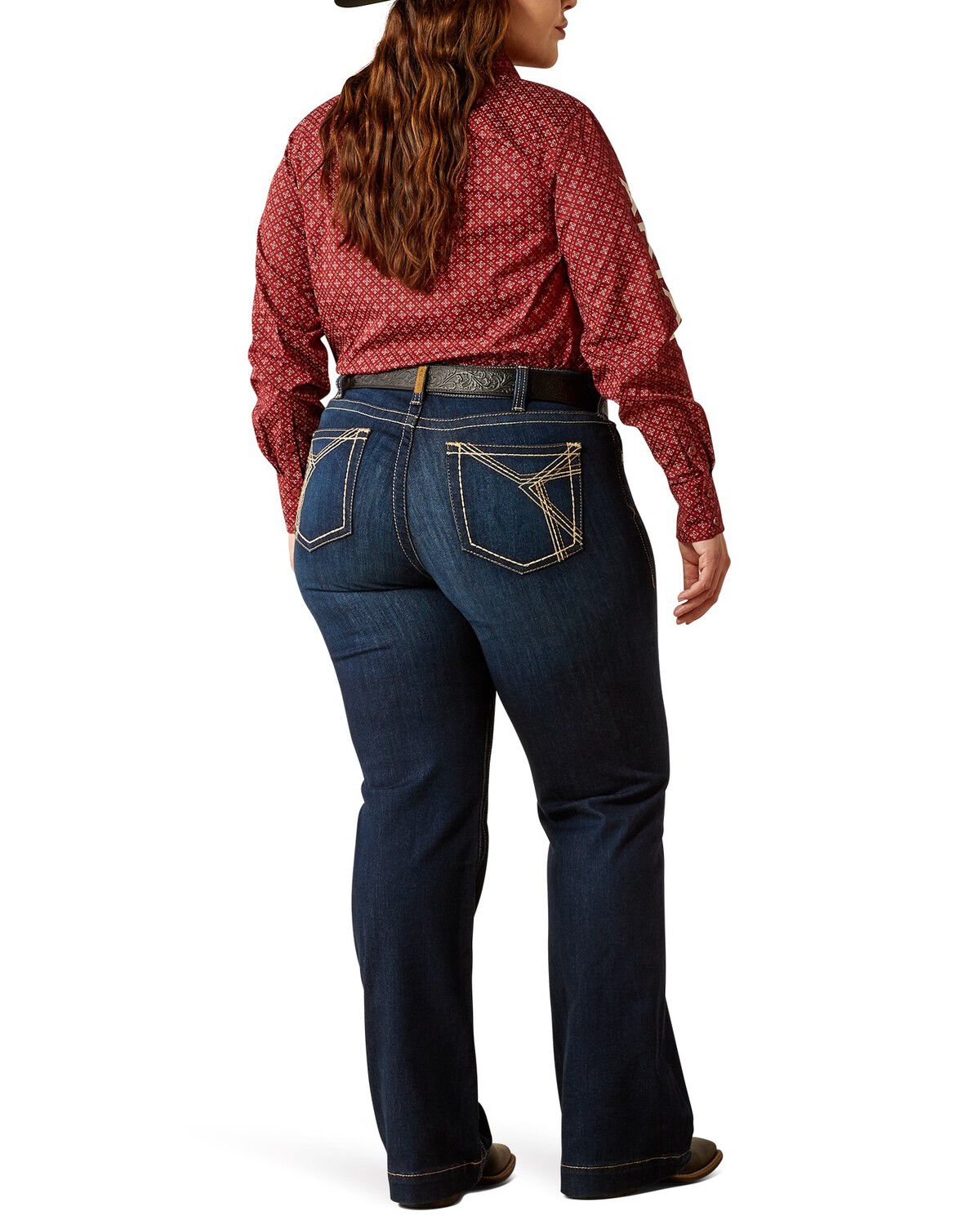Ariat Women's Lizzie Dark Wash Mid Rise Trouser Stretch Denim Jeans - Plus
