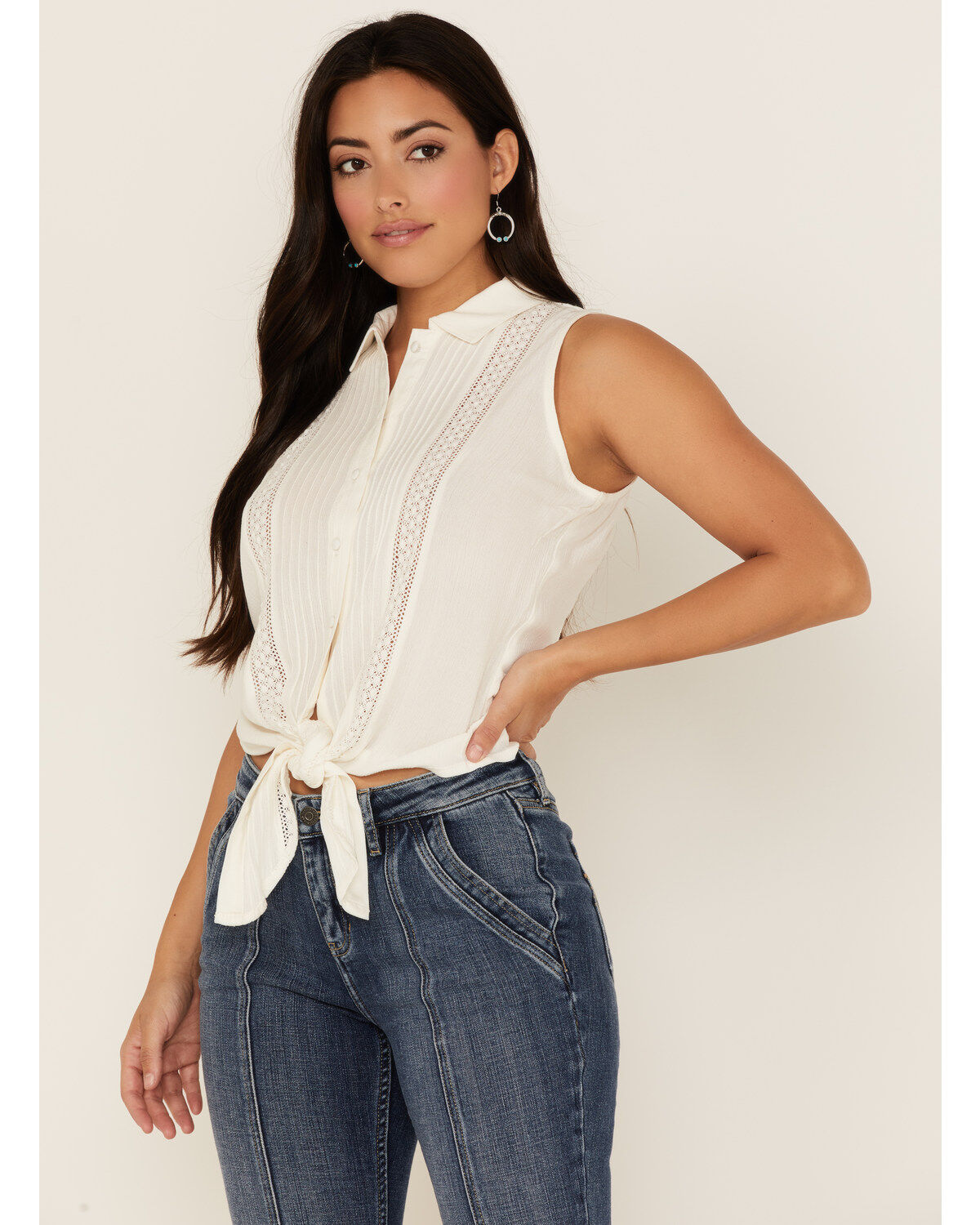 Idyllwind Women's Barewood Lace Button Front Top