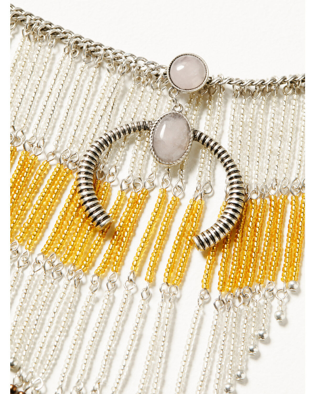 Shyanne Women's Moonbeam Beaded Fringe Crescent Necklace