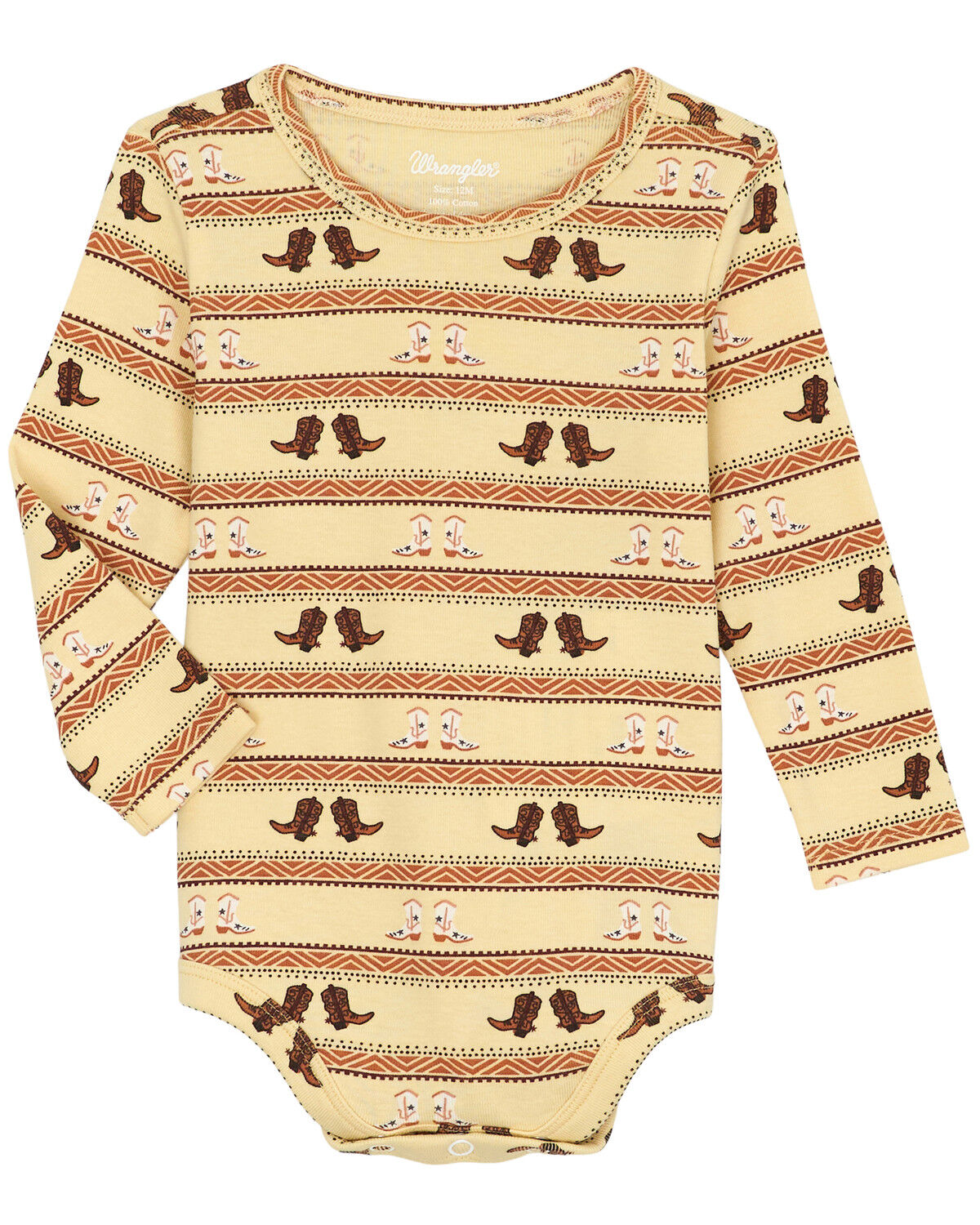 Wrangler Infant Boys' Cowboy Boot Long Sleeve Snap Onesie