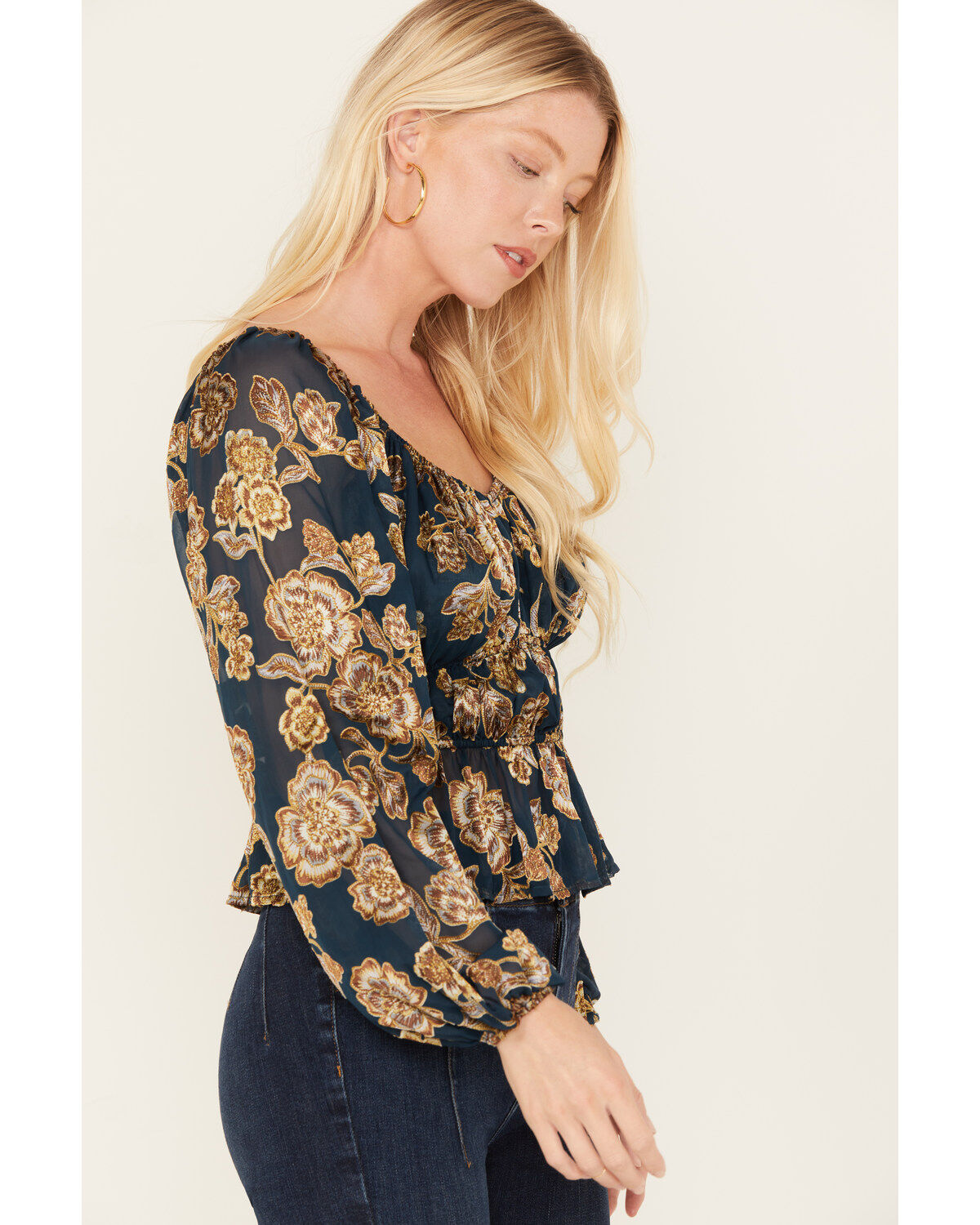 Shyanne Women's Floral Print Burnout Top