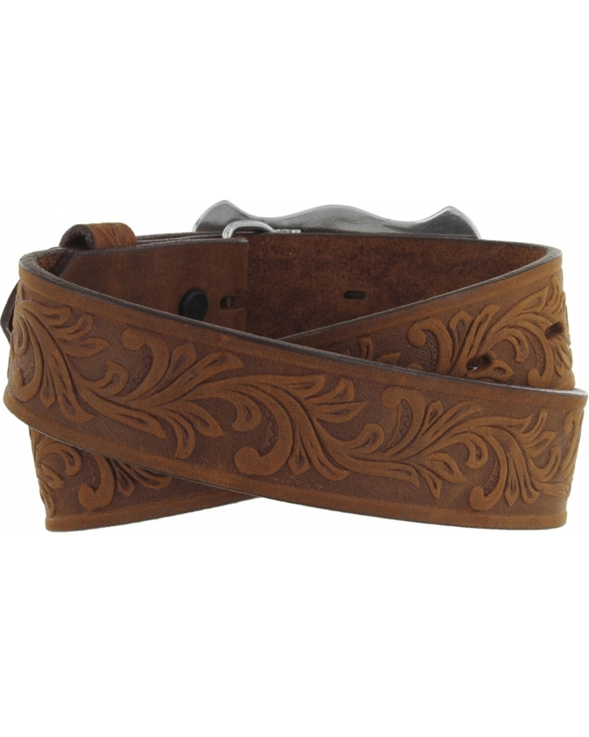 Tony Lama Kid's Leather Floral and Long Horn Belt