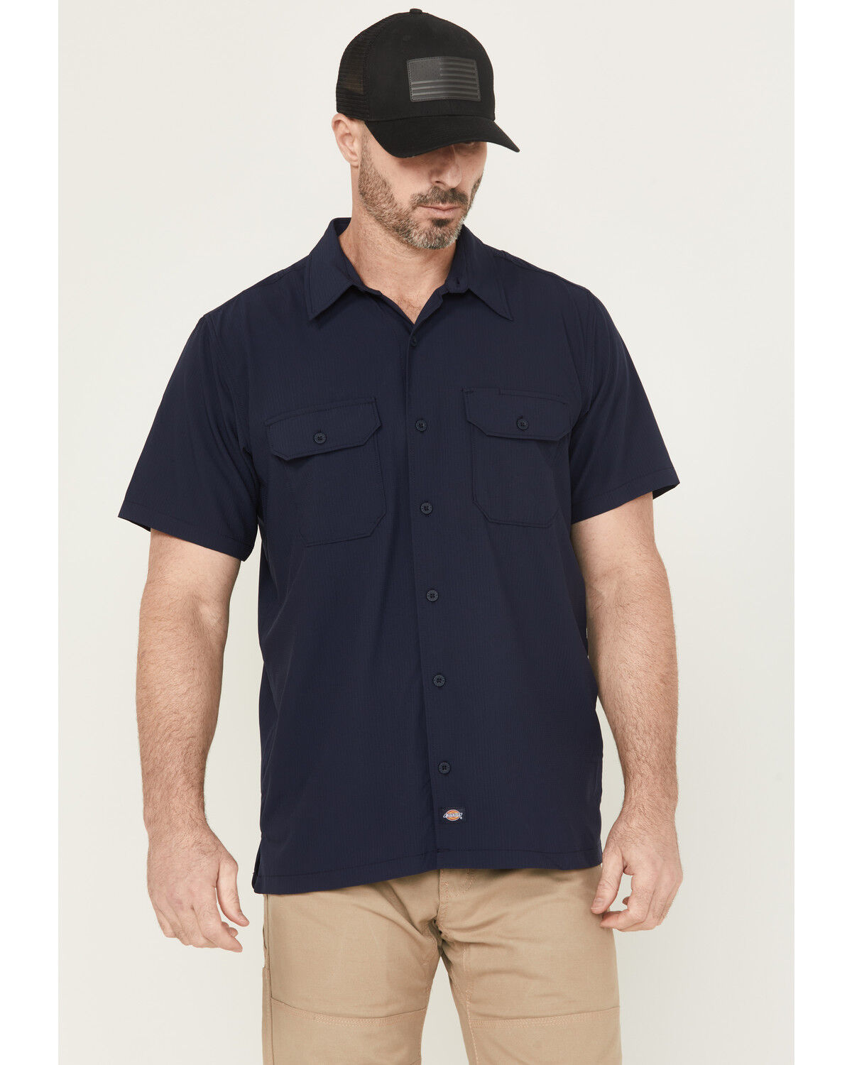 Dickies Men's Solid Short Sleeve Button-Down Performance Work Shirt