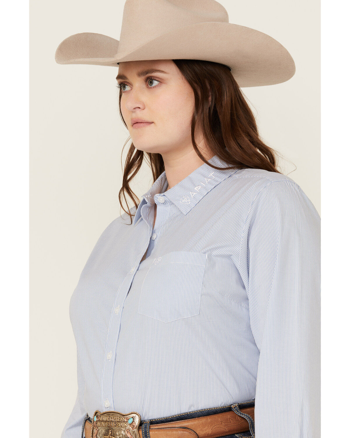 Ariat Women's R.E.A.L Striped Team Kirby Long Sleeve Button-Down Stretch Western Shirt - Plus