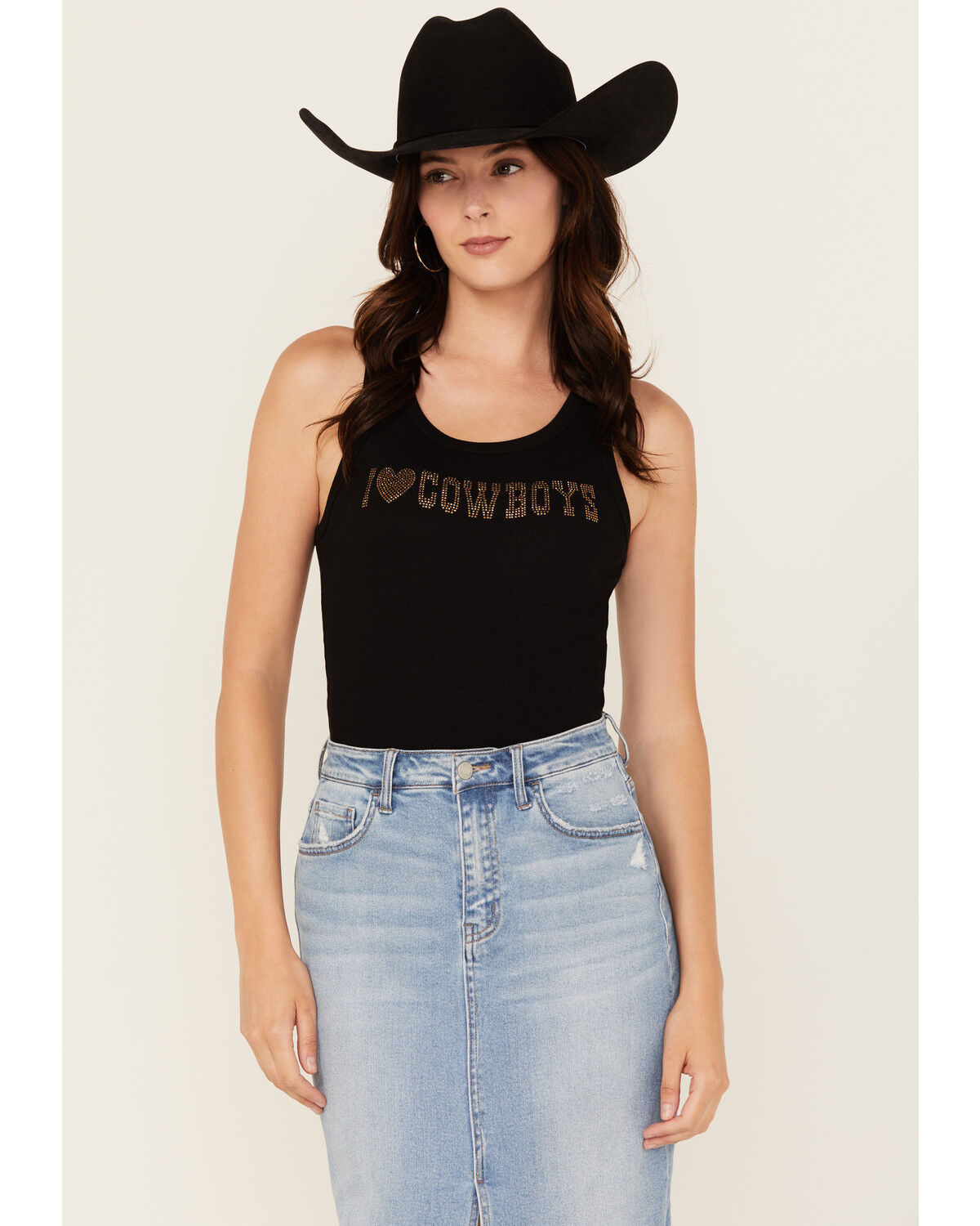 Youth in Revolt Women's I Heart Cowboys Ribbed Tank