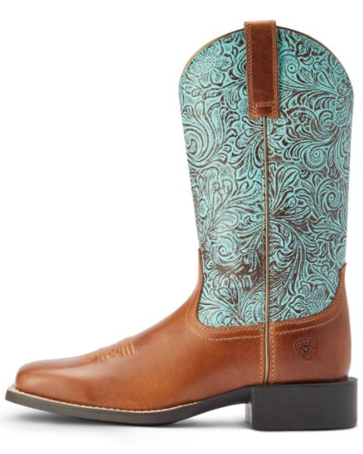 Ariat Women's Round Up Embossed Floral Print Performance Western Boots - Broad Square Toe