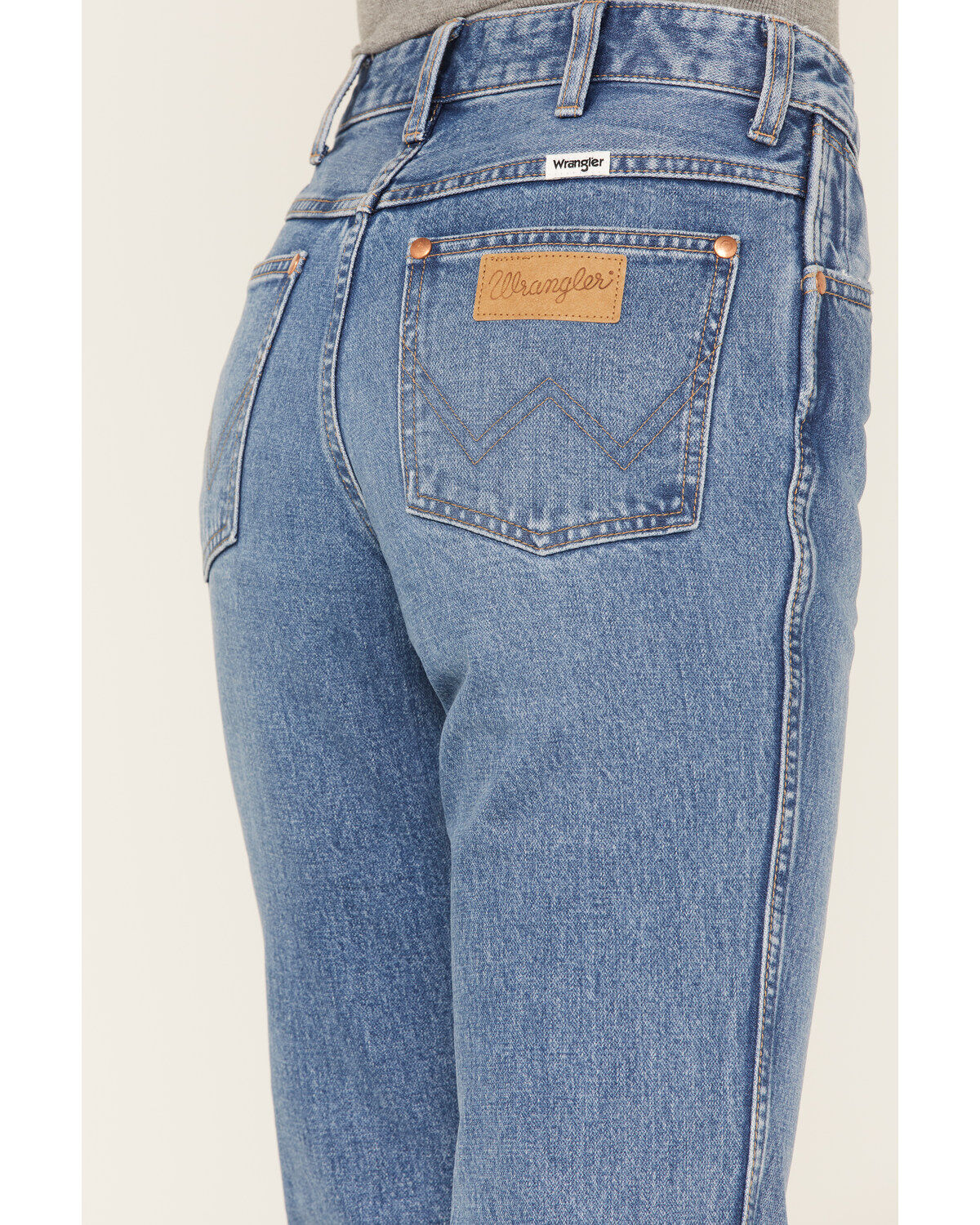 Wrangler Women's Wild West 603 Light Wash Patty High Rise Distressed Cropped Straight Jeans