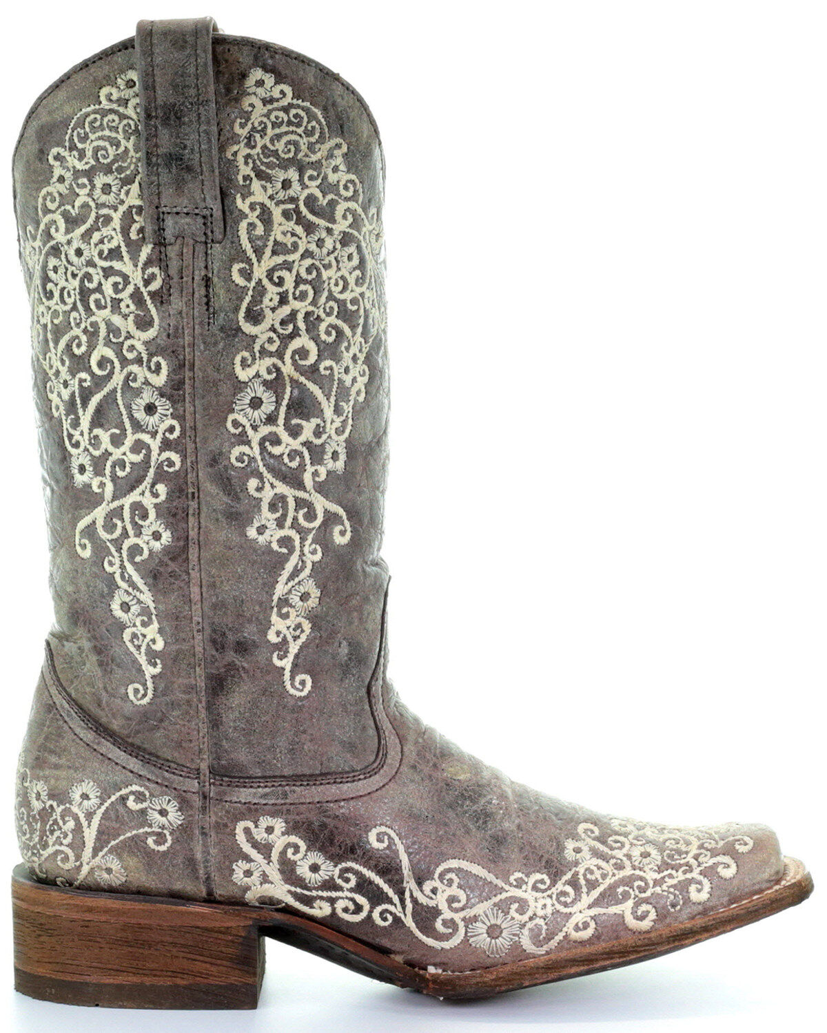 Corral Women's Brown Crater Embroidered Western Boots - Square Toe