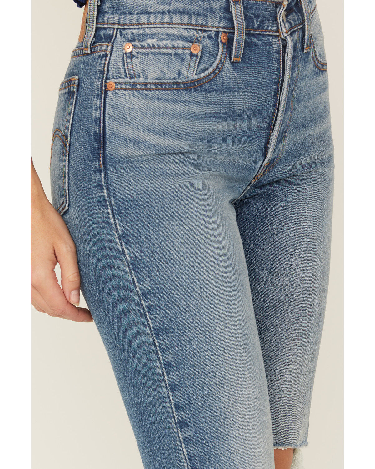 Levi's Women's Dark Wash Wedgie Bootcut Paint Destructed Stretch Denim Jeans