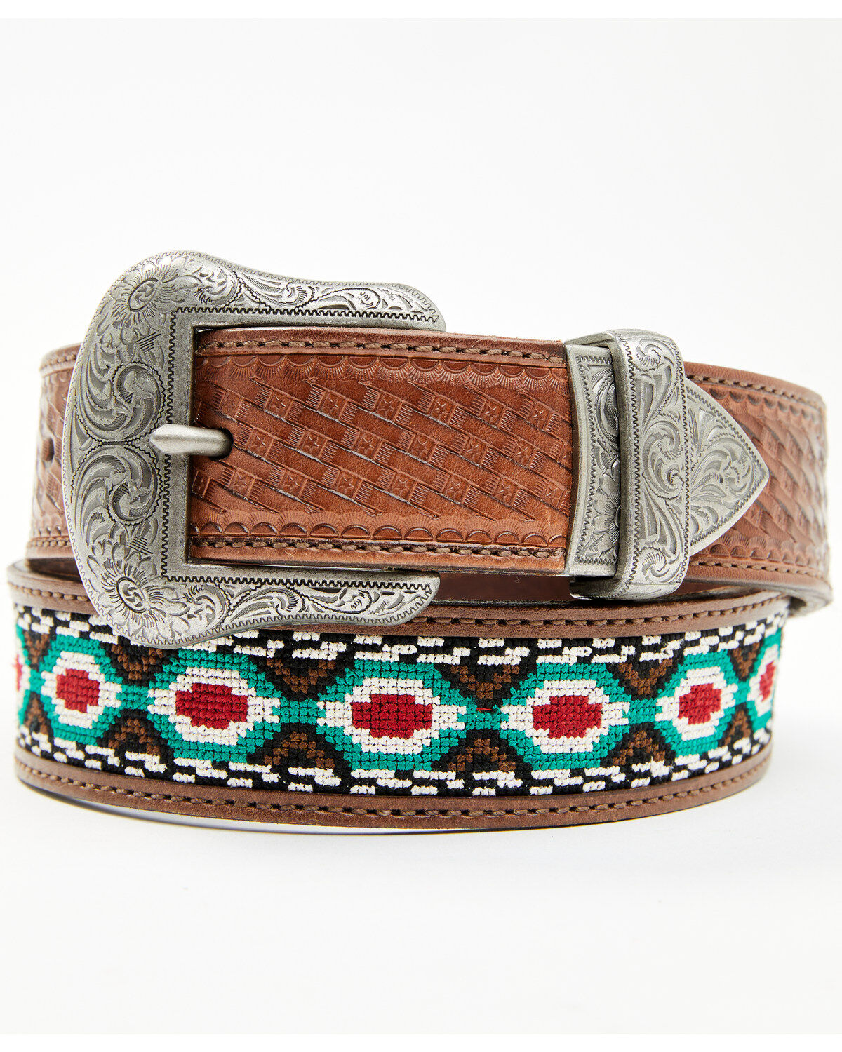 Cody James Men's Mexican Flag Strap Leather Belt
