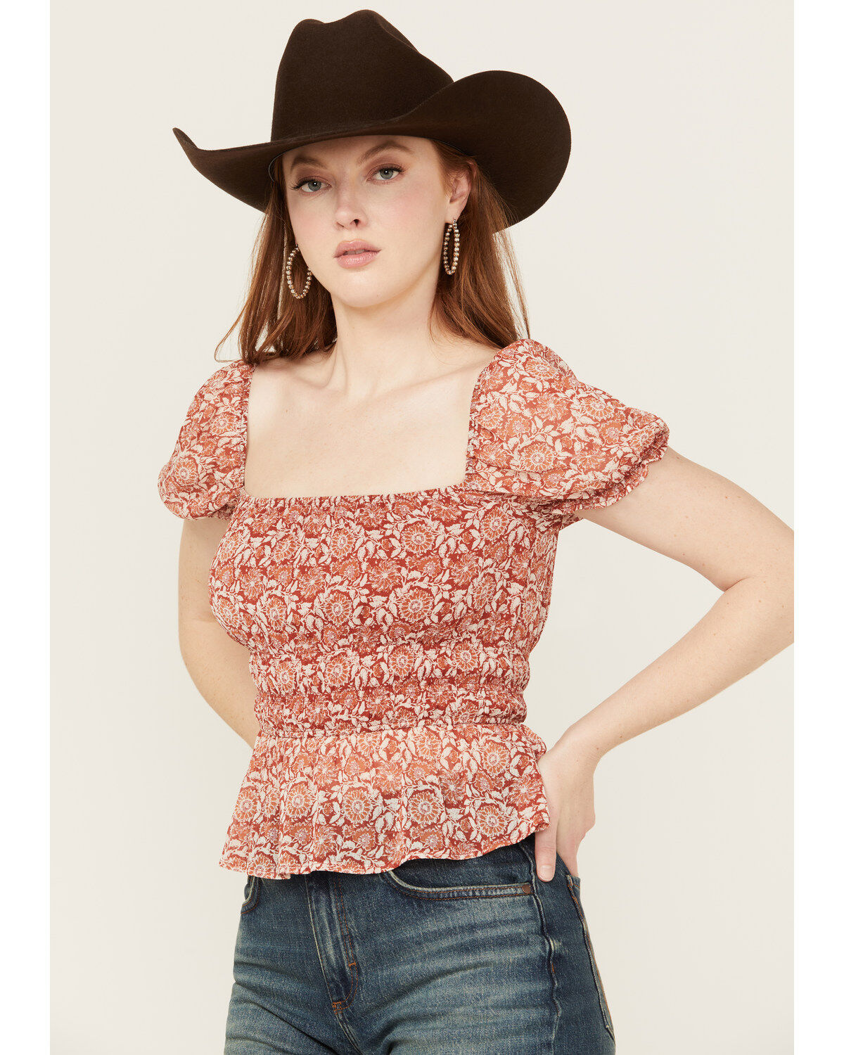Ash & Violet Women's Floral Peasant Top