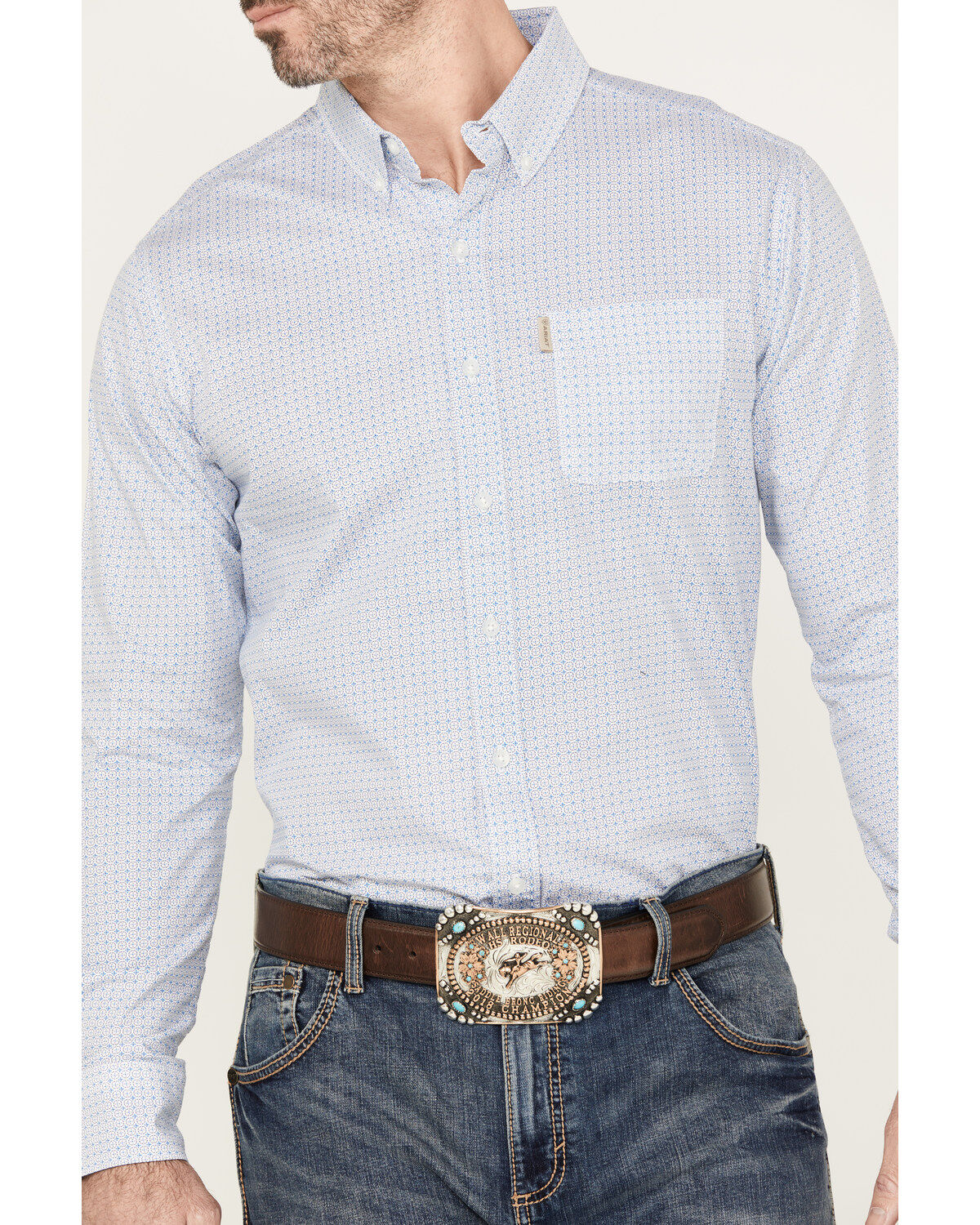 Ariat Men's Medallion Stretch Modern Fit Button-Down Long Sleeve Western Shirt