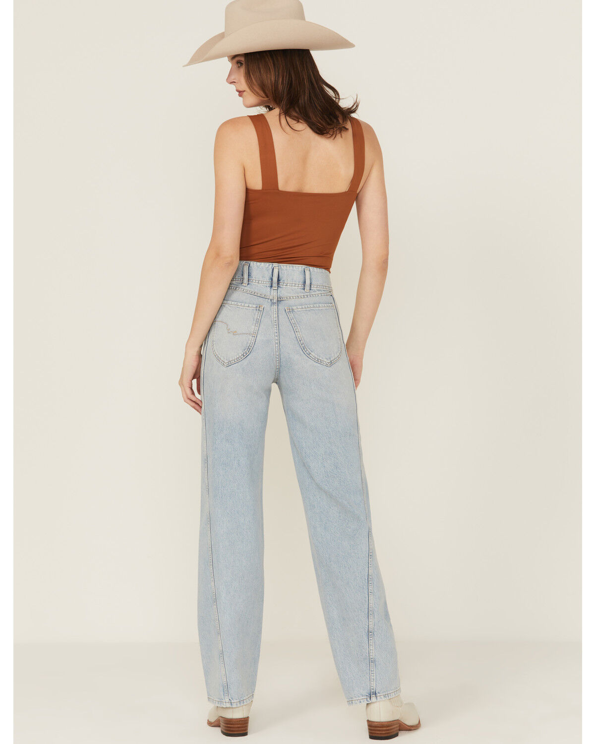 Free People Women's Aster Light Wash High Rise Straight Denim Jeans