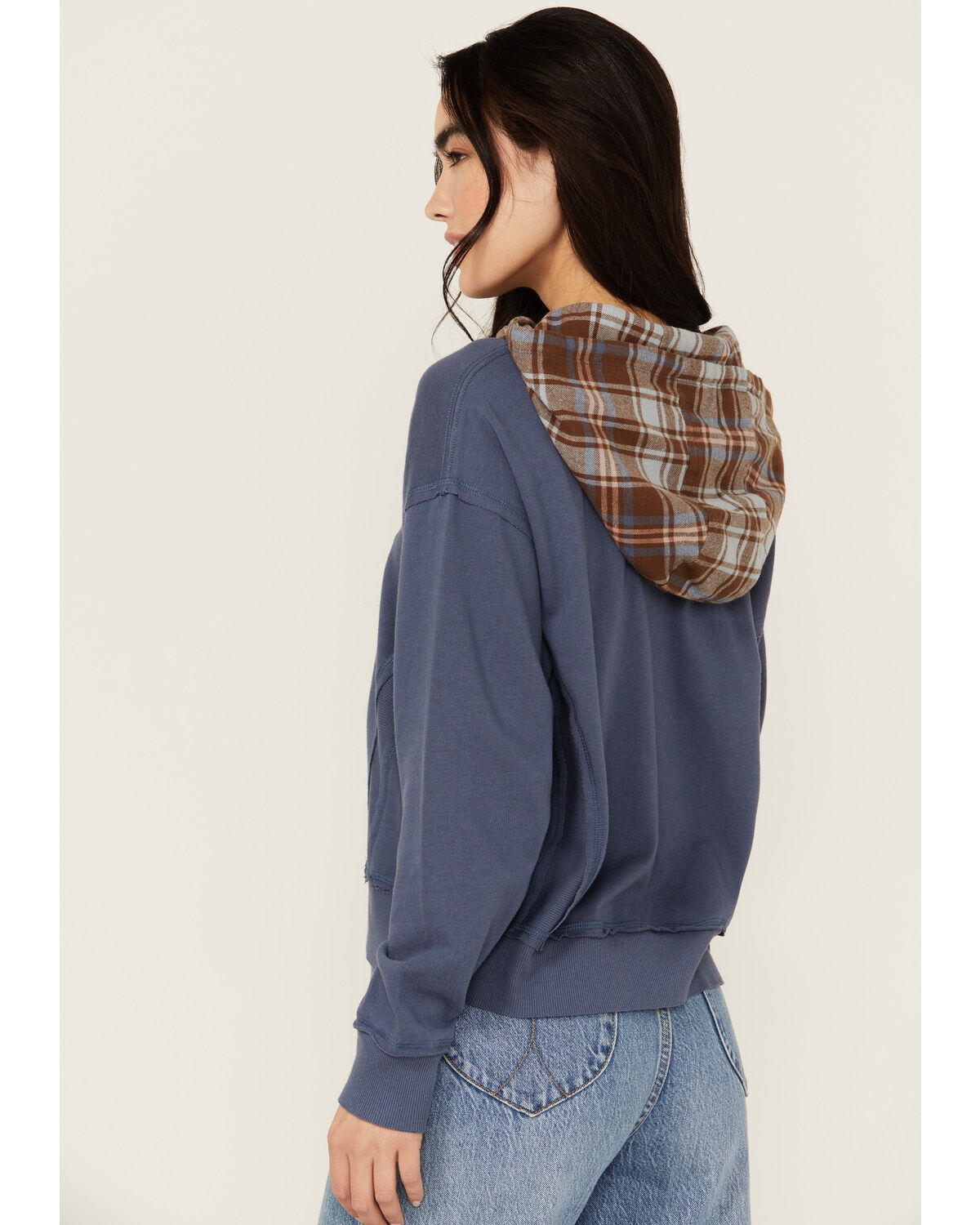 Cleo + Wolf Women's Amir Plaid Hooded Sweatshirt