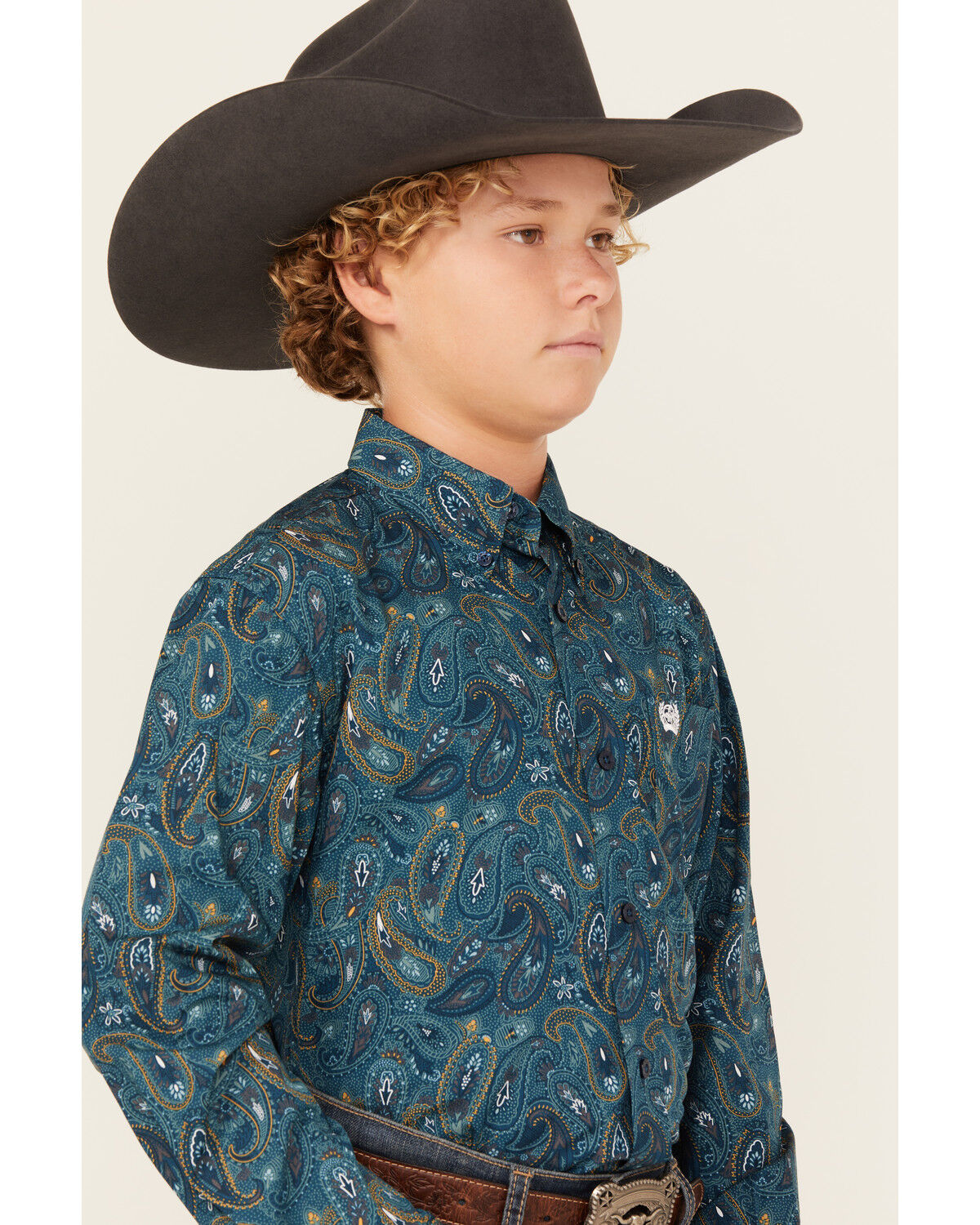 Cinch Boys' Paisley Print Long Sleeve Button-Down Western Shirt