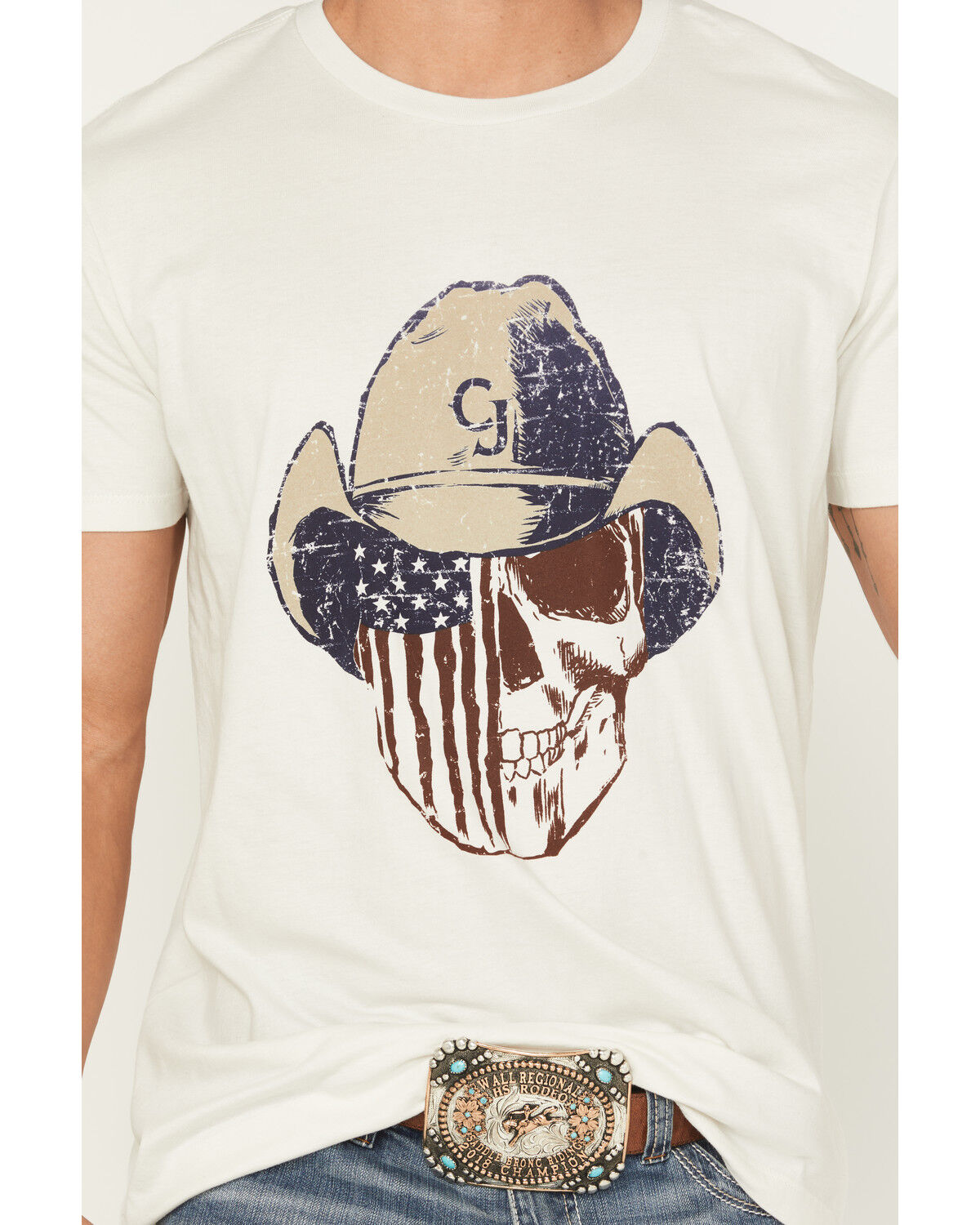 Cody James Men's Best Friend Americana Skull Short Sleeve Graphic T-Shirt