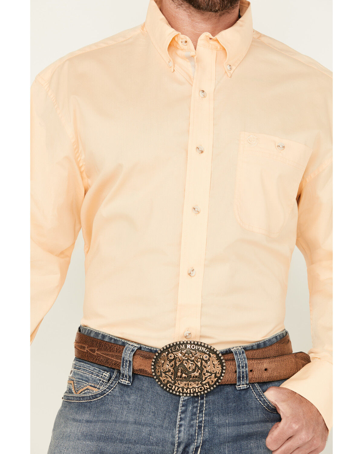 George Strait by Wrangler Men's Solid Long Sleeve Button-Down Stretch Western Shirt