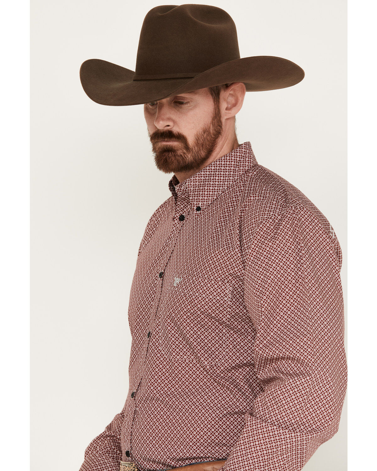Cowboy Hardware Men's Puzzle Star Geo Print Long Sleeve Button-Down Western Shirt