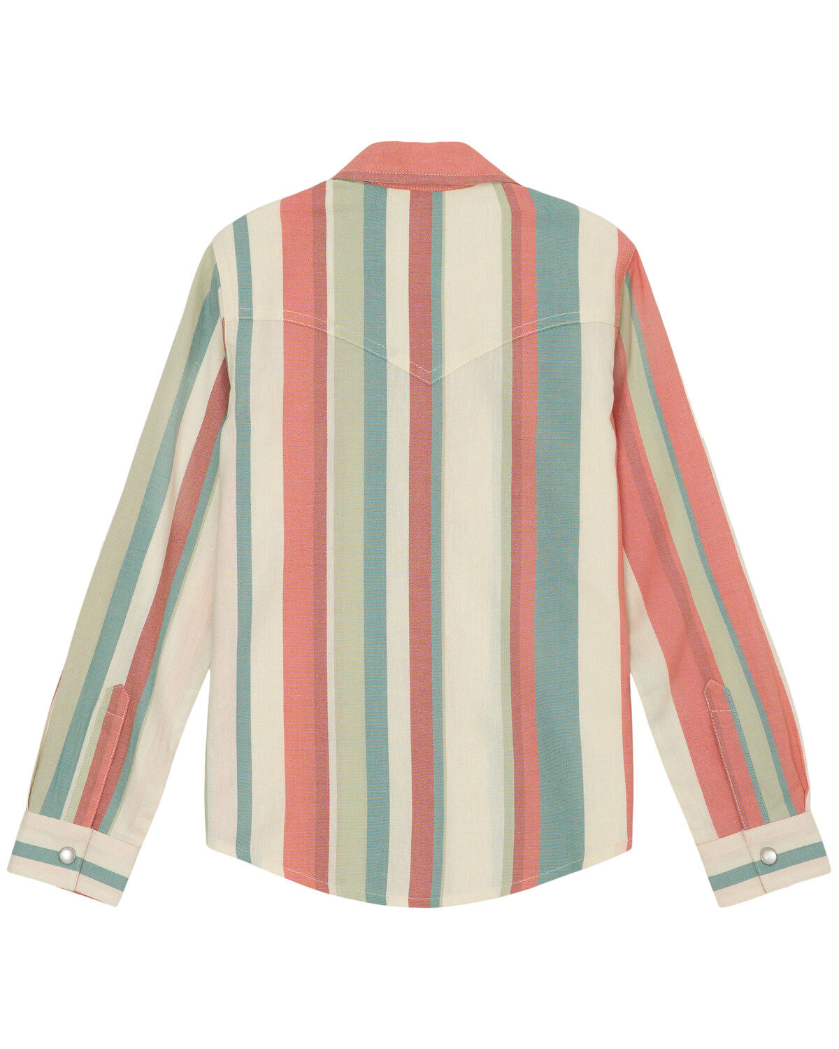 Wrangler Girls' Striped Print Long Sleeve Snap Western Shirt